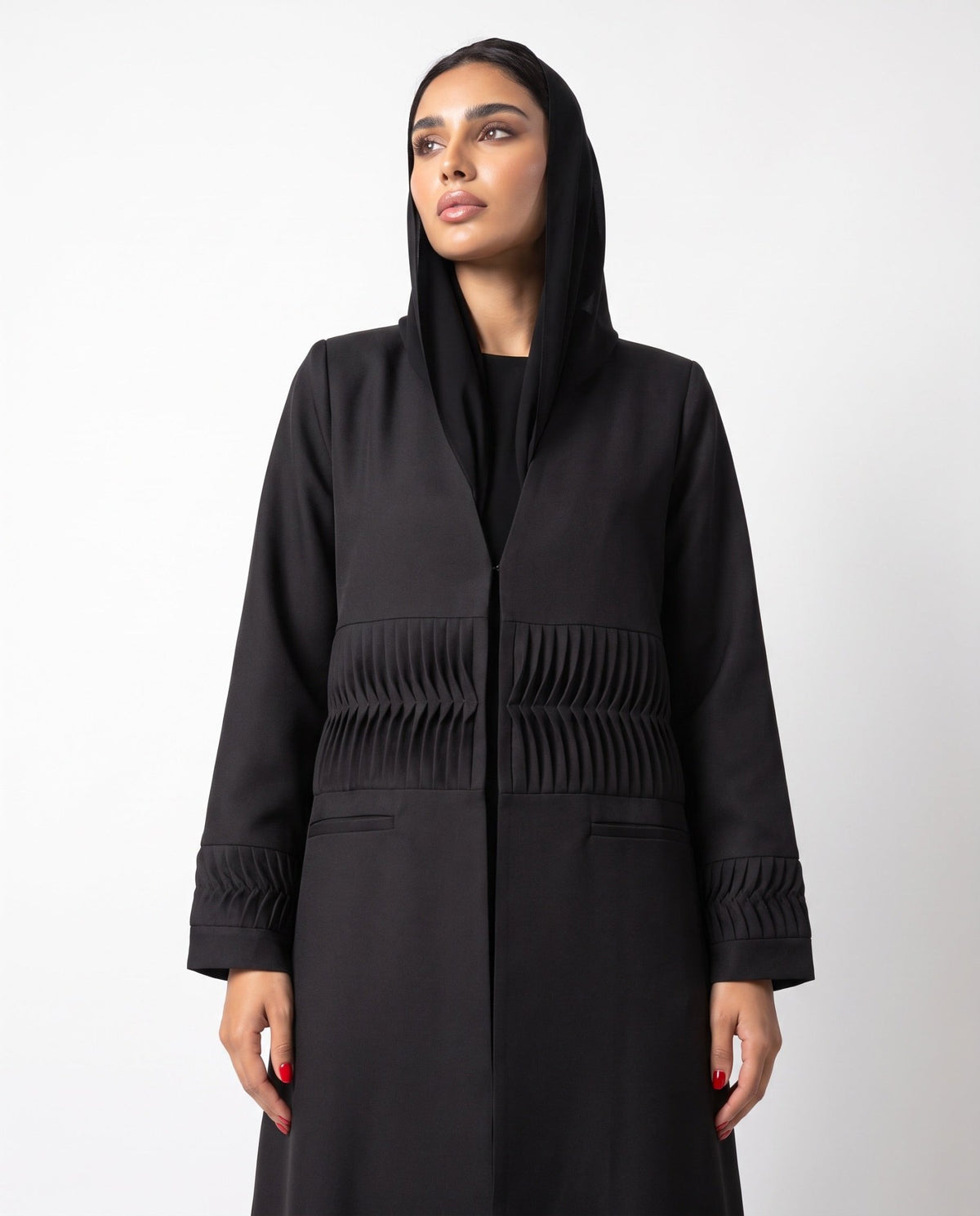 HON0101 – Black Cotton Mix Abaya - HOUSE OF N - MIRA Y MANO