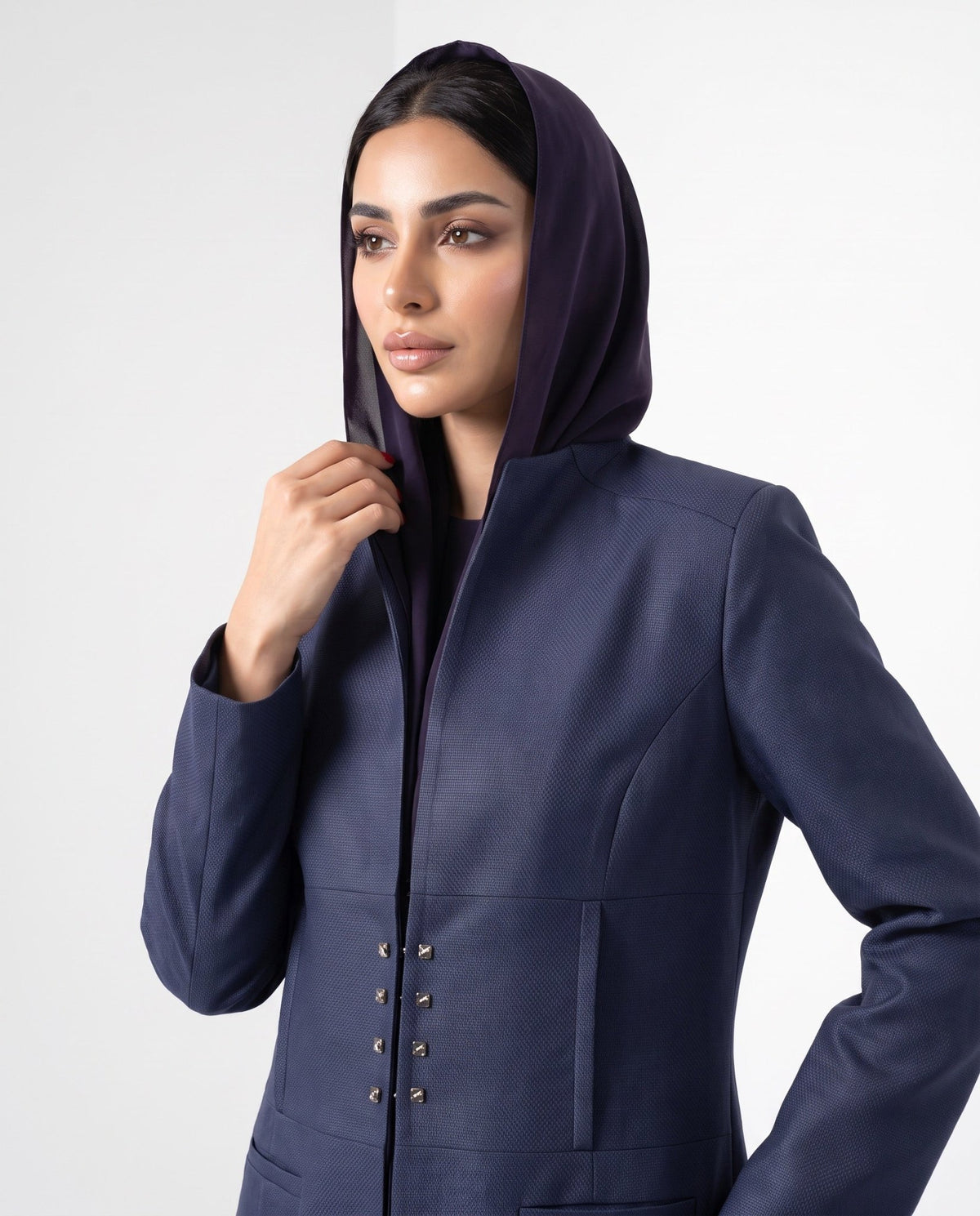 HON0111 - Dark Slate Blue Crepe Abaya - HOUSE OF N - MIRA Y MANO