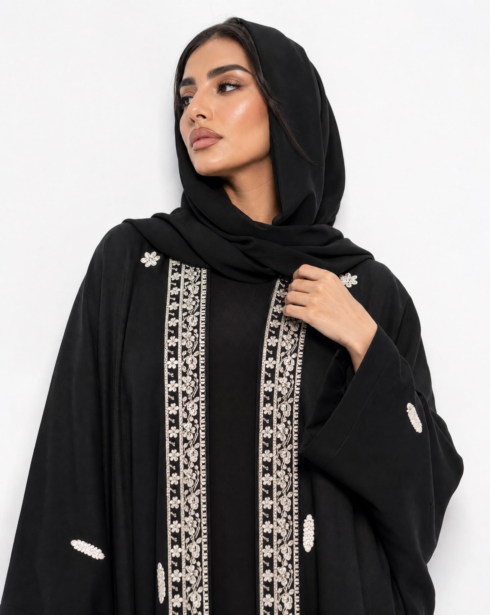 M0858 – Black Washed Silk Abaya - KERTA COLLECTION - MIRA Y MANO