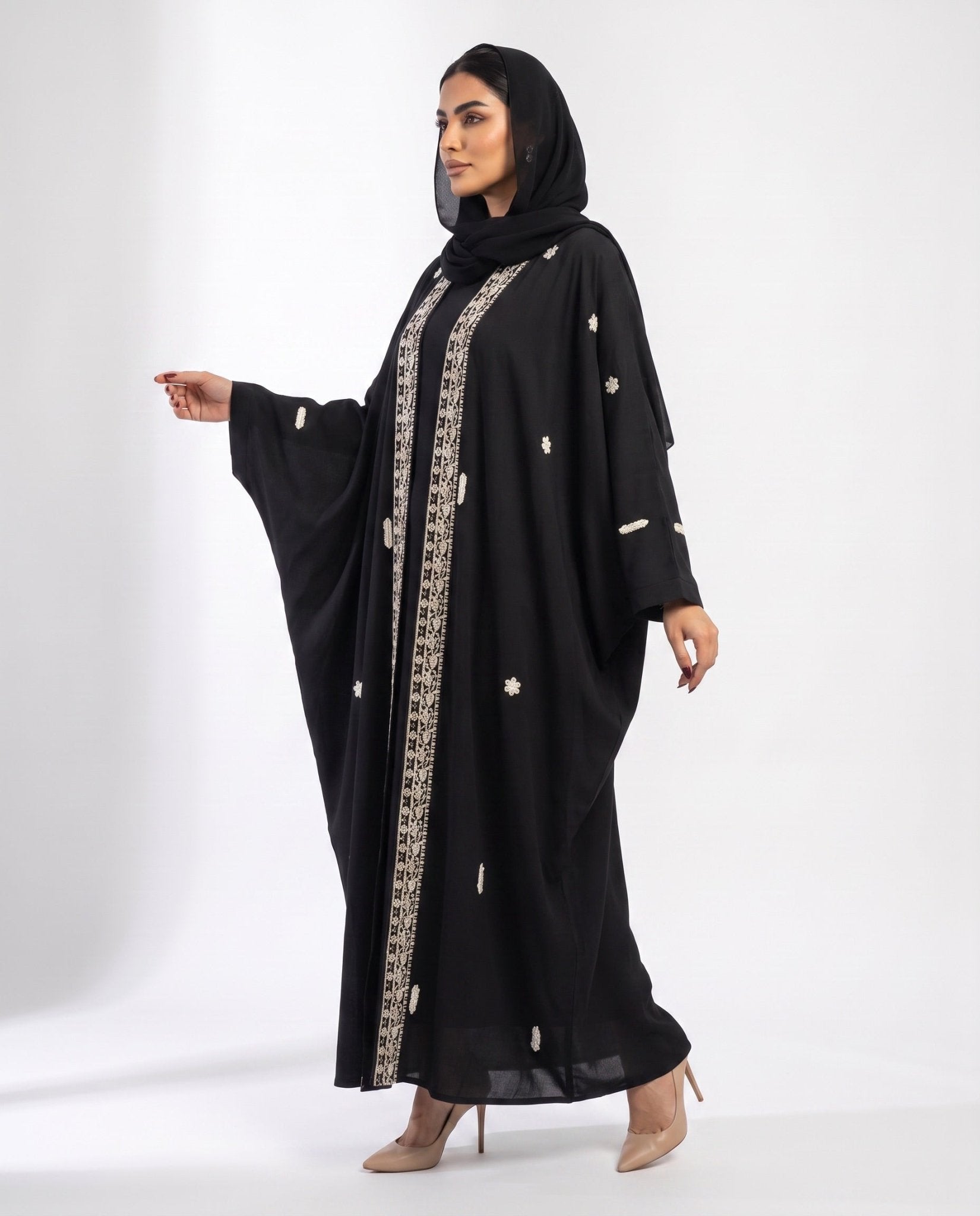 M0858 – Black Washed Silk Abaya - KERTA COLLECTION - MIRA Y MANO