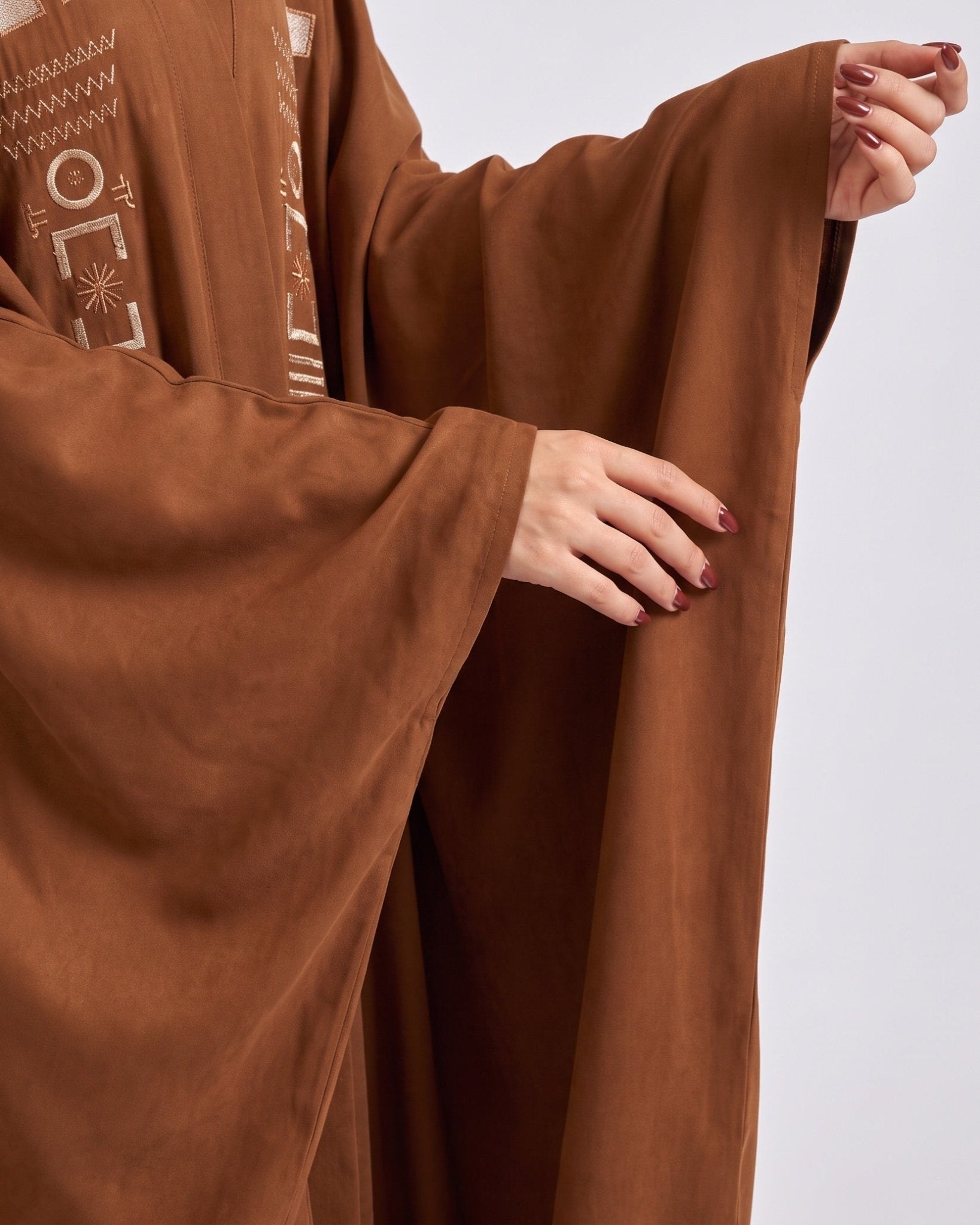 M0860 – Brown Washed Silk Abaya - KERTA COLLECTION - MIRA Y MANO