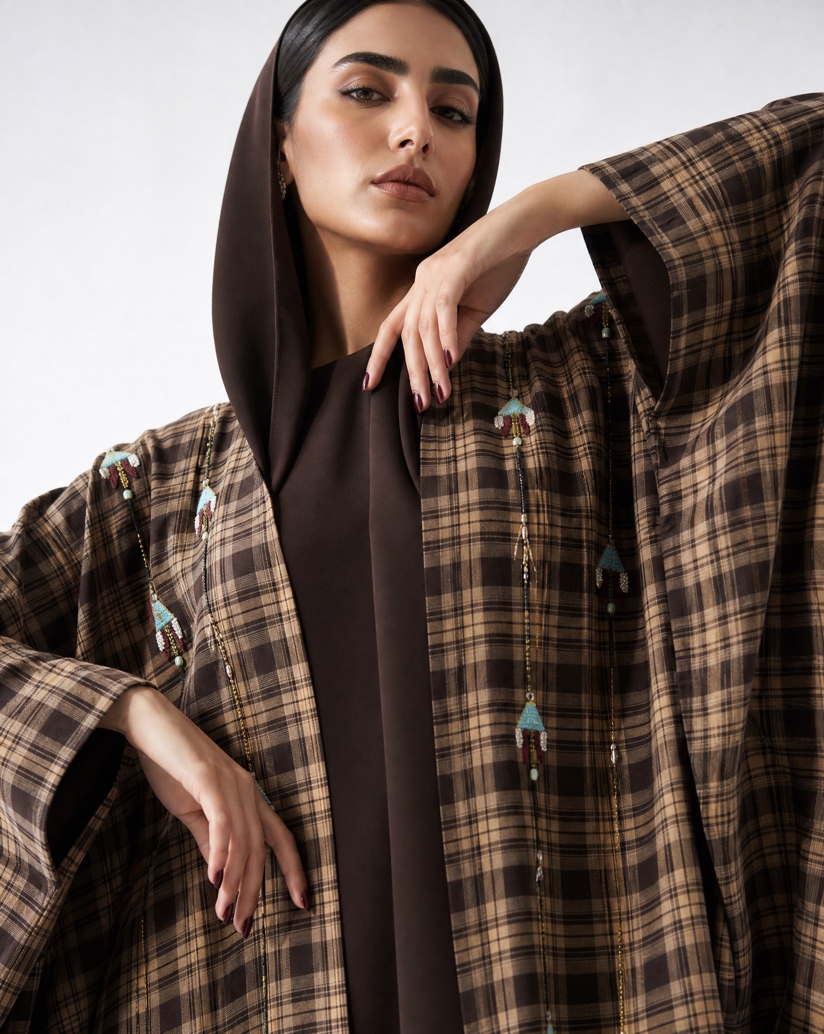 M0877-1 – Brown Georgette Abaya - KERTA COLLECTION - MIRA Y MANO