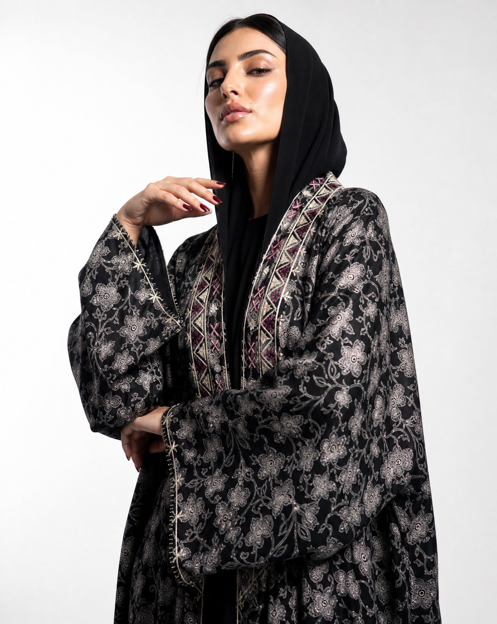 M0887 – Black Cotton Abaya - KERTA COLLECTION - MIRA Y MANO