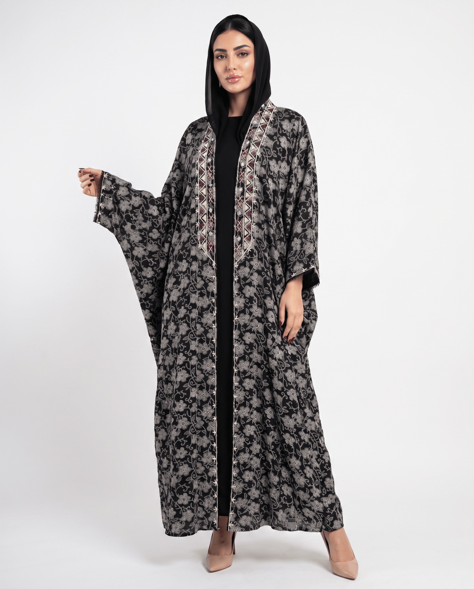 M0887 – Black Cotton Abaya - KERTA COLLECTION - MIRA Y MANO