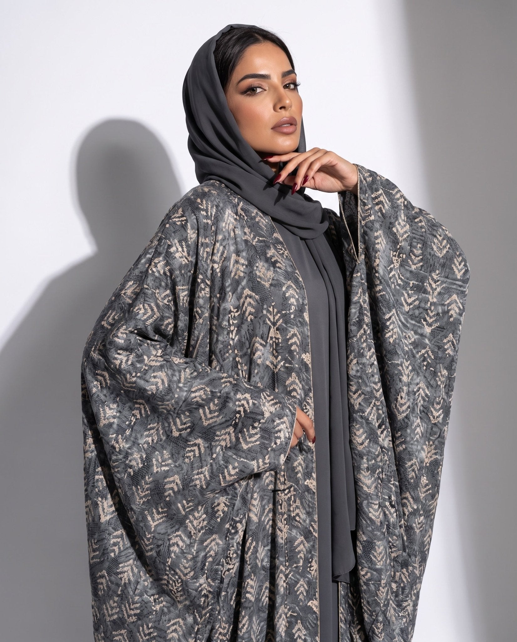 M0888 – Grey Cotton Abaya - KERTA COLLECTION - MIRA Y MANO