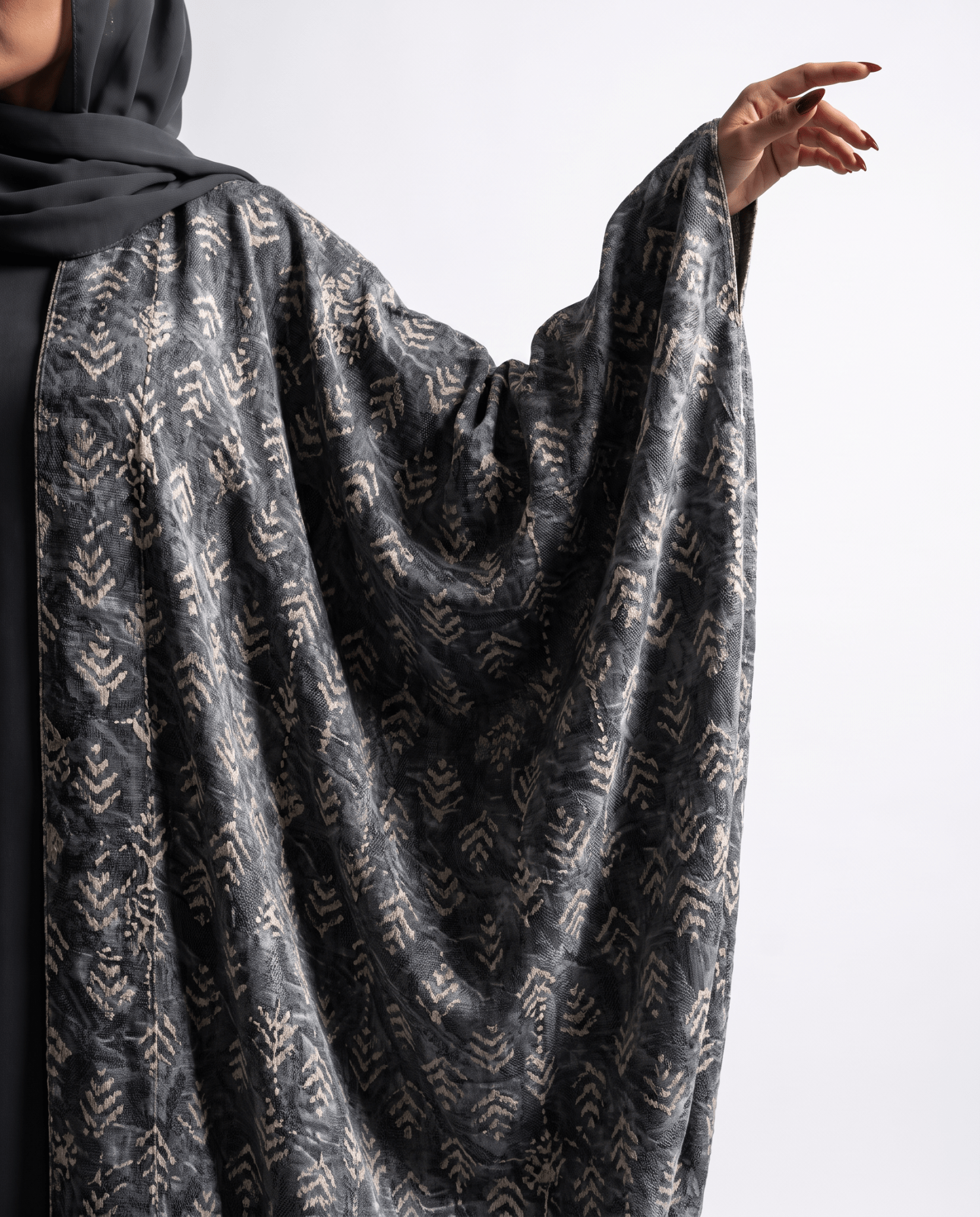 M0888 – Grey Cotton Abaya - KERTA COLLECTION - MIRA Y MANO