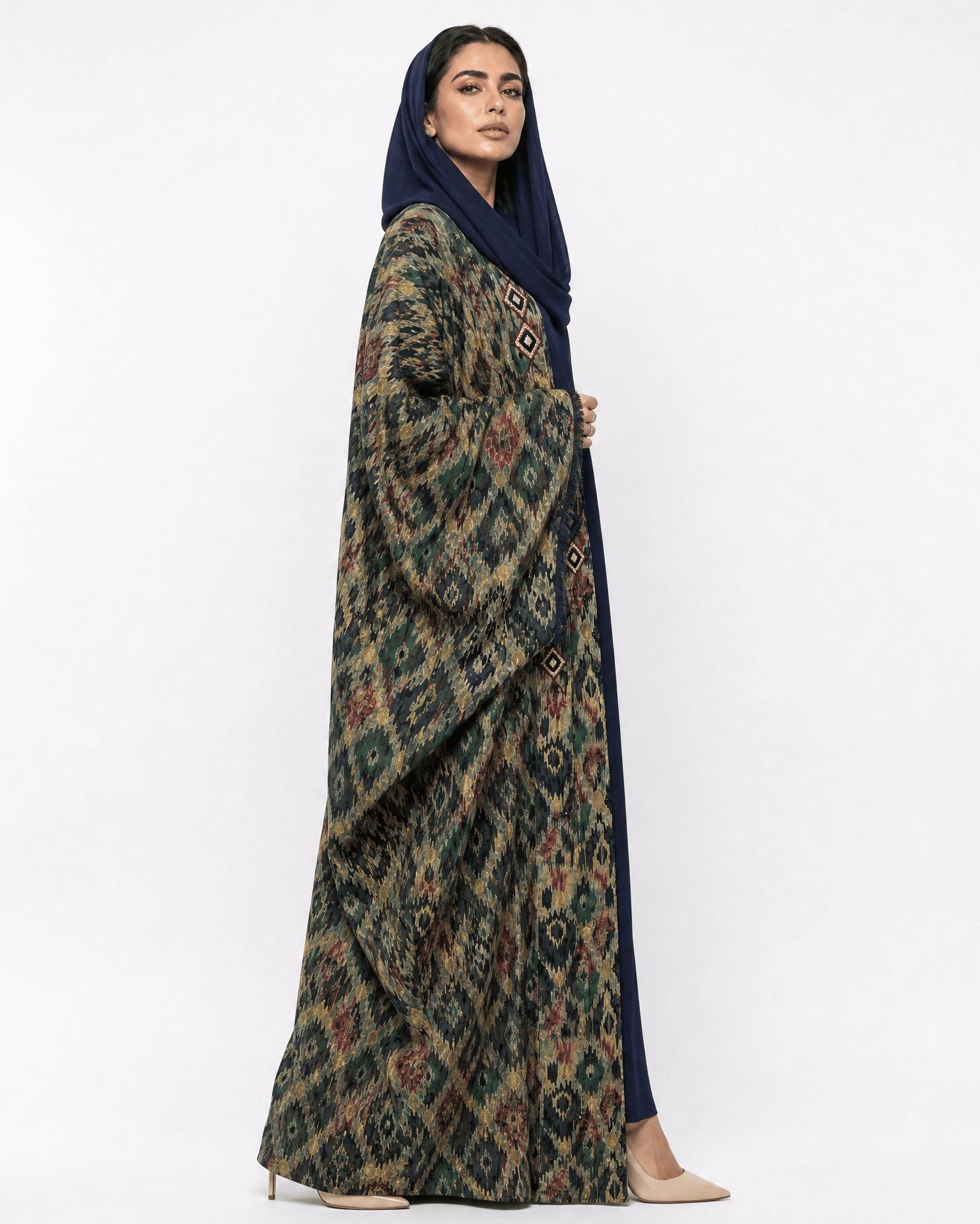 M0890 – Blue Cotton Abaya - KERTA COLLECTION - MIRA Y MANO