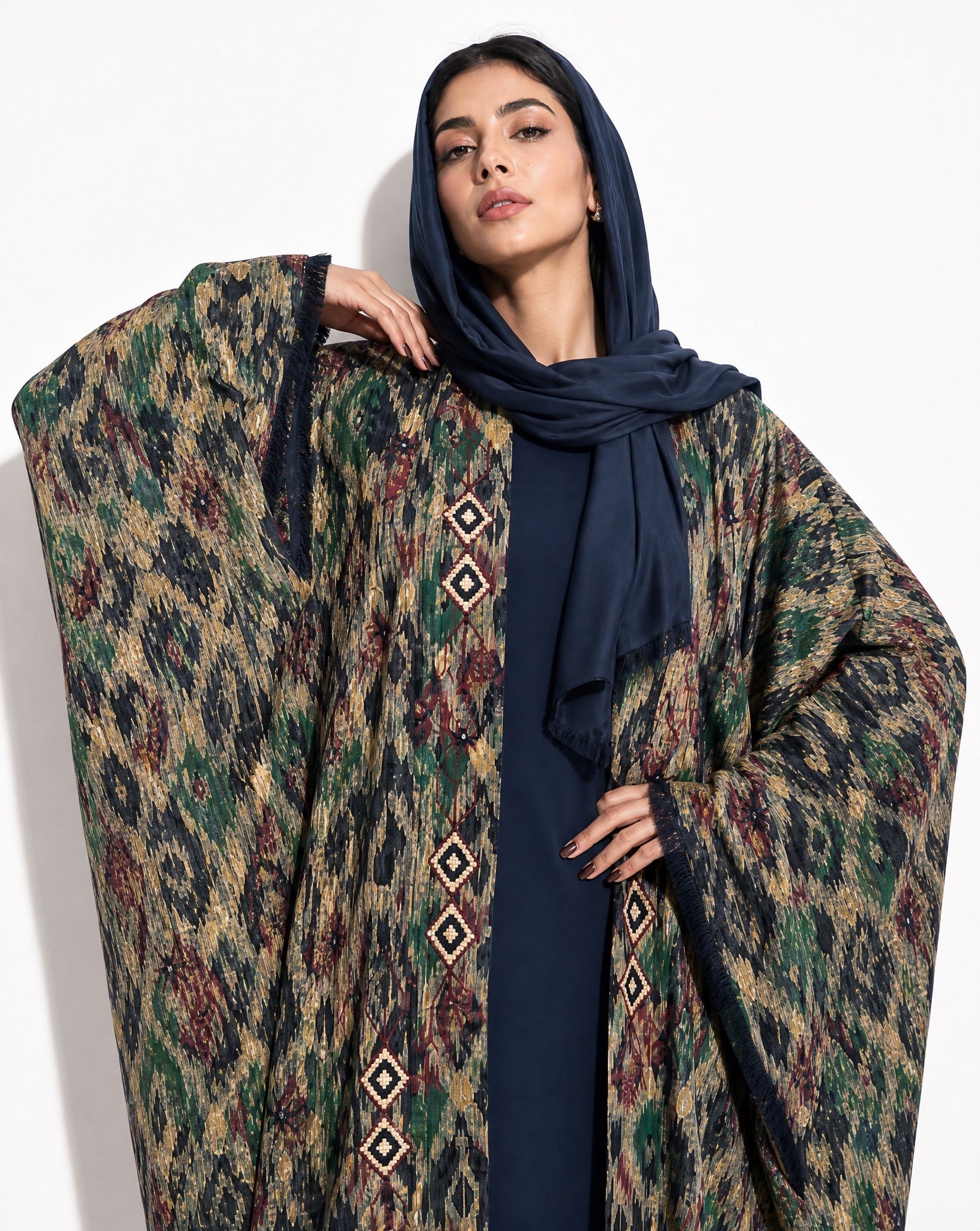 M0890 – Blue Cotton Abaya - KERTA COLLECTION - MIRA Y MANO