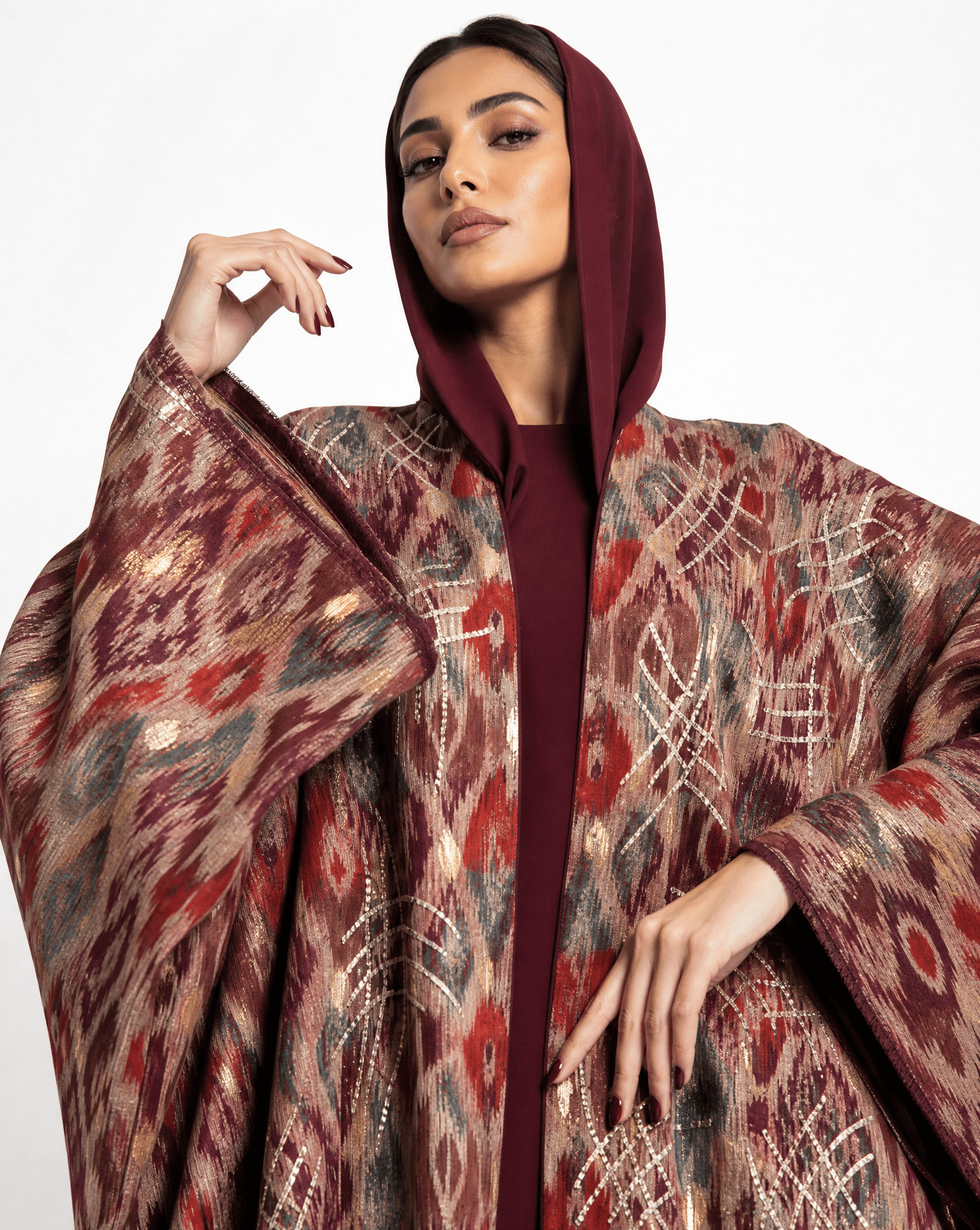 M0891 – Burgundy Cotton Abaya - KERTA COLLECTION - MIRA Y MANO