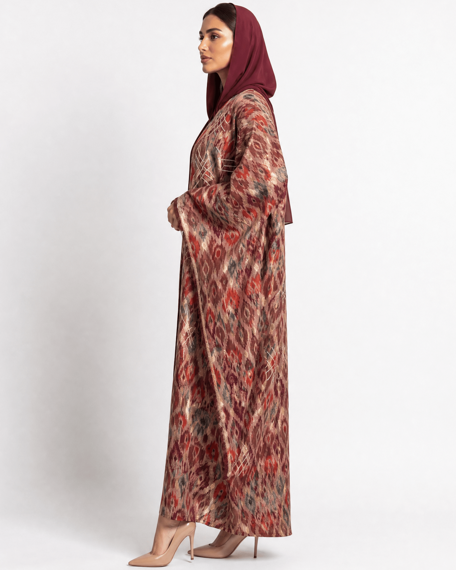 M0891 – Burgundy Cotton Abaya - KERTA COLLECTION - MIRA Y MANO