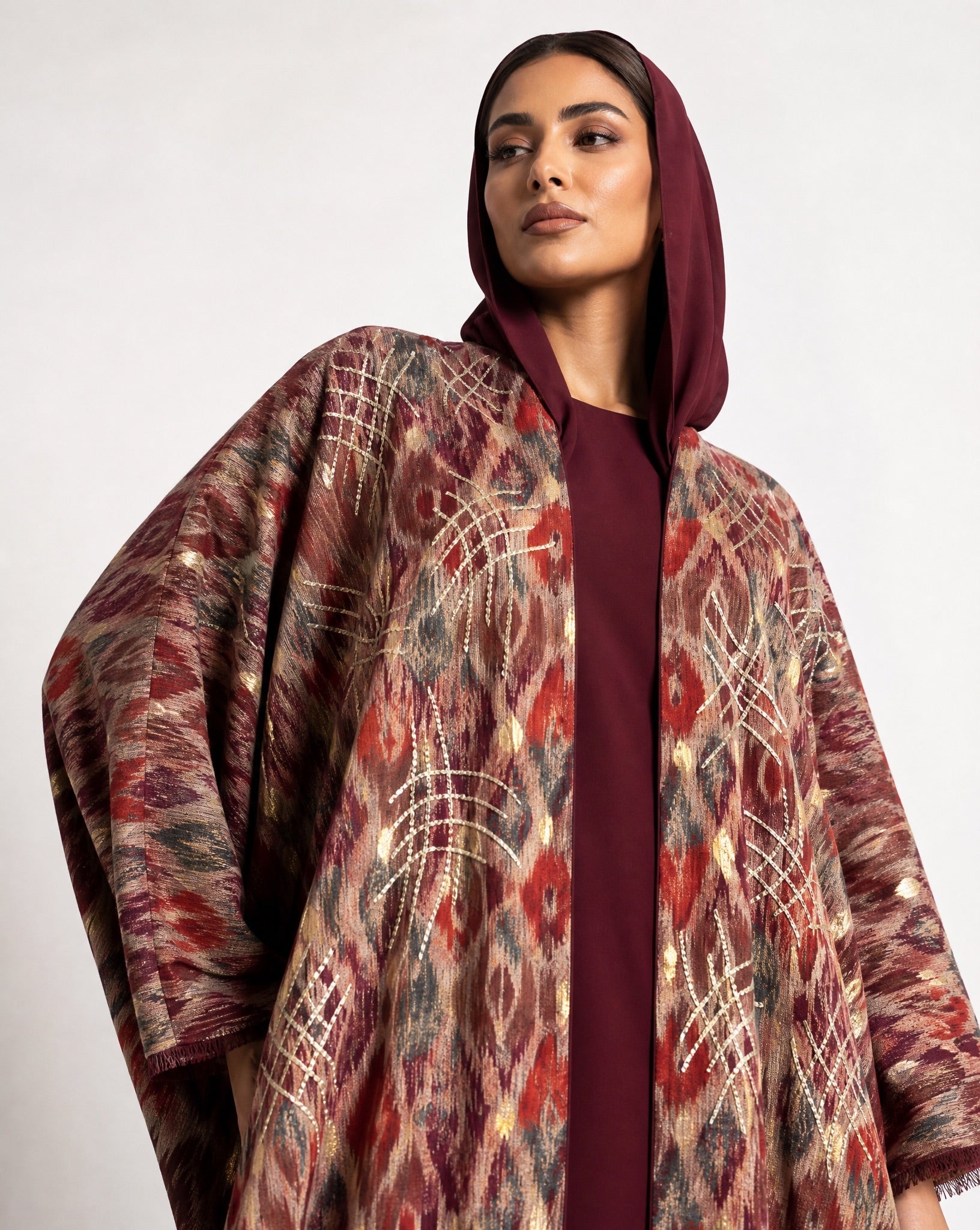 M0891 – Burgundy Cotton Abaya - KERTA COLLECTION - MIRA Y MANO