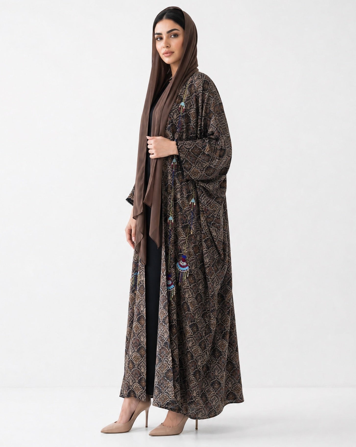 M0893 – Brown Cotton Abaya - KERTA COLLECTION - MIRA Y MANO