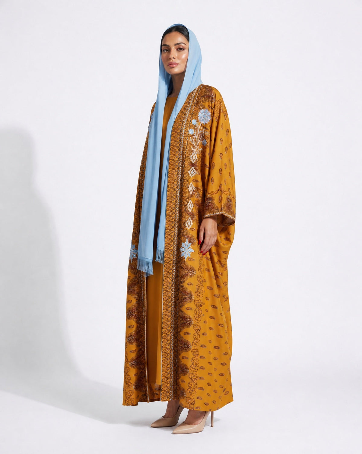M0895 - Mustard Cotton Abaya - KERTA COLLECTION - MIRA Y MANO