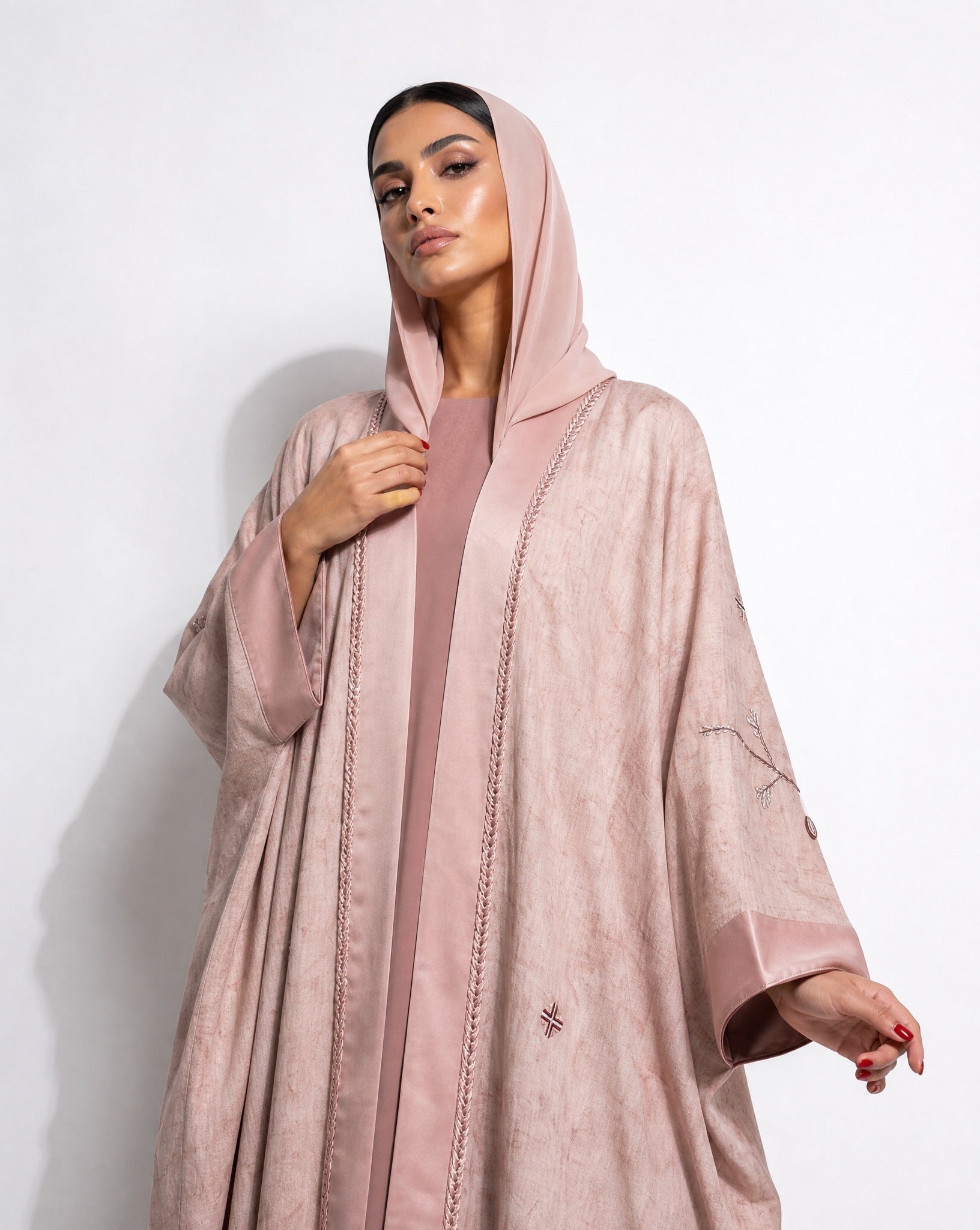 M0905 - Light Pink Linen Abaya - KERTA COLLECTION - MIRA Y MANO