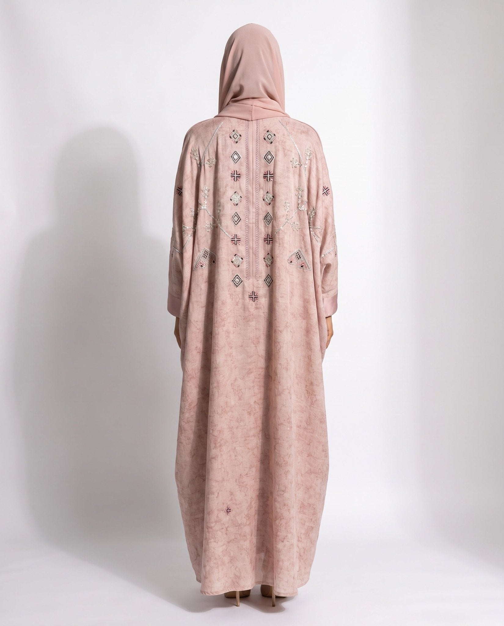 M0905 - Light Pink Linen Abaya - KERTA COLLECTION - MIRA Y MANO