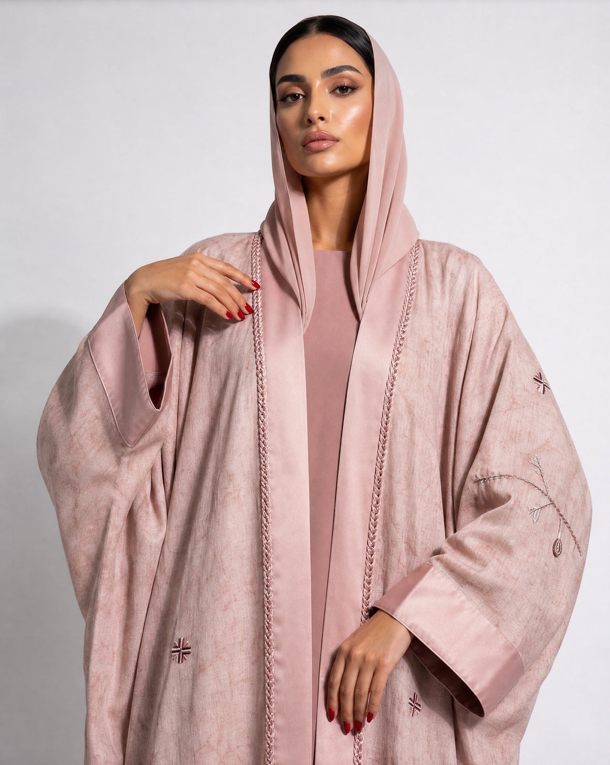 M0905 - Light Pink Linen Abaya - KERTA COLLECTION - MIRA Y MANO