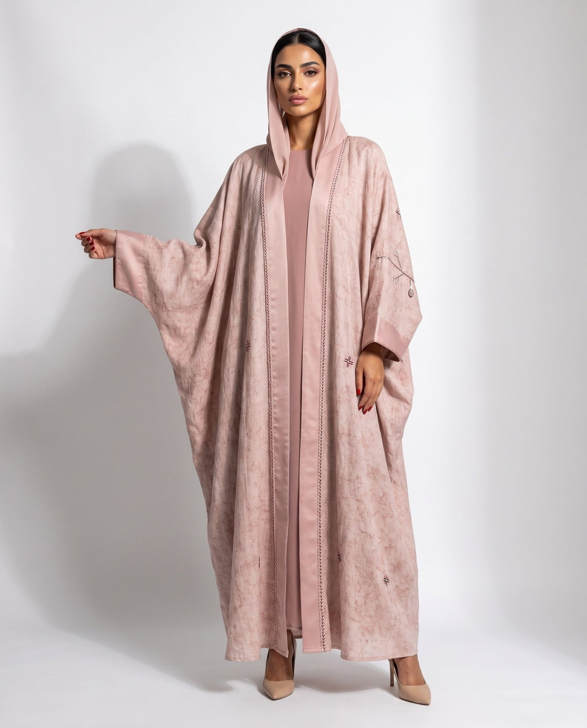 M0905 - Light Pink Linen Abaya - KERTA COLLECTION - MIRA Y MANO