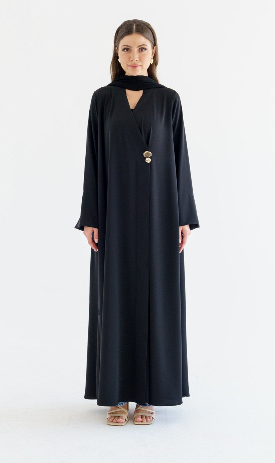 AB - 01 ALICE BLACK ABAYA - KHAM - MIRA Y MANO