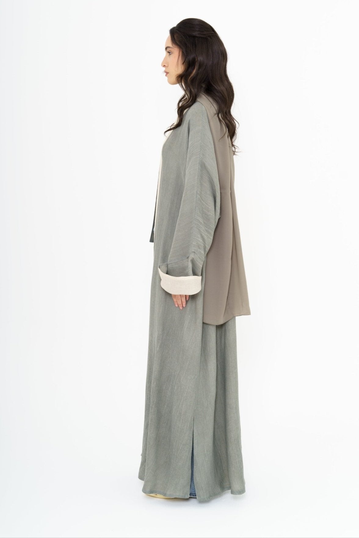 ESI - 01 ELLIE STEEL IVORY ABAYA - KHAM - MIRA Y MANO