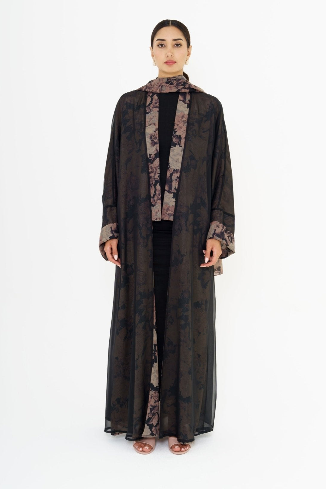 NB - 01 NOIR BLOOM ABAYA - KHAM - MIRA Y MANO