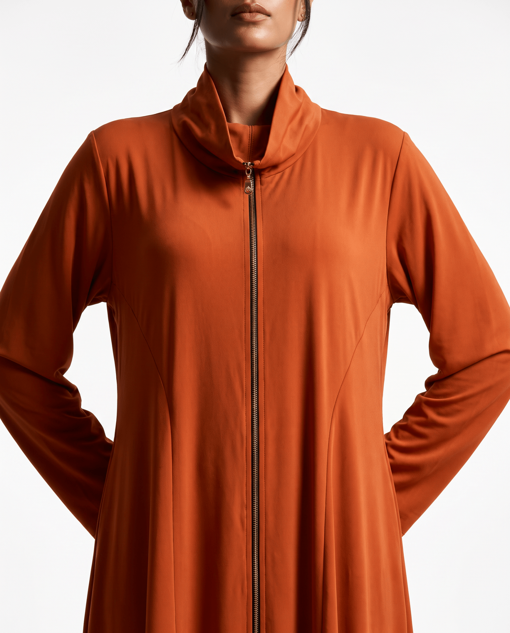 LA01196-OR – Orange Silk Cotton Abaya - LAILA AL AWADHI - MIRA Y MANO
