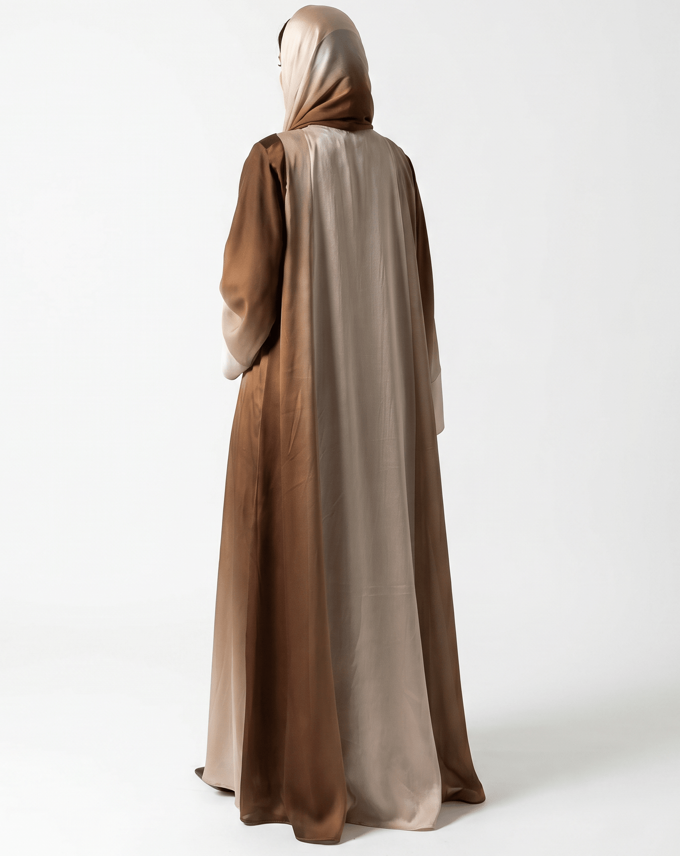 GOLD BROWN OMBREH ABAYA - LARA FASHION - MIRA Y MANO