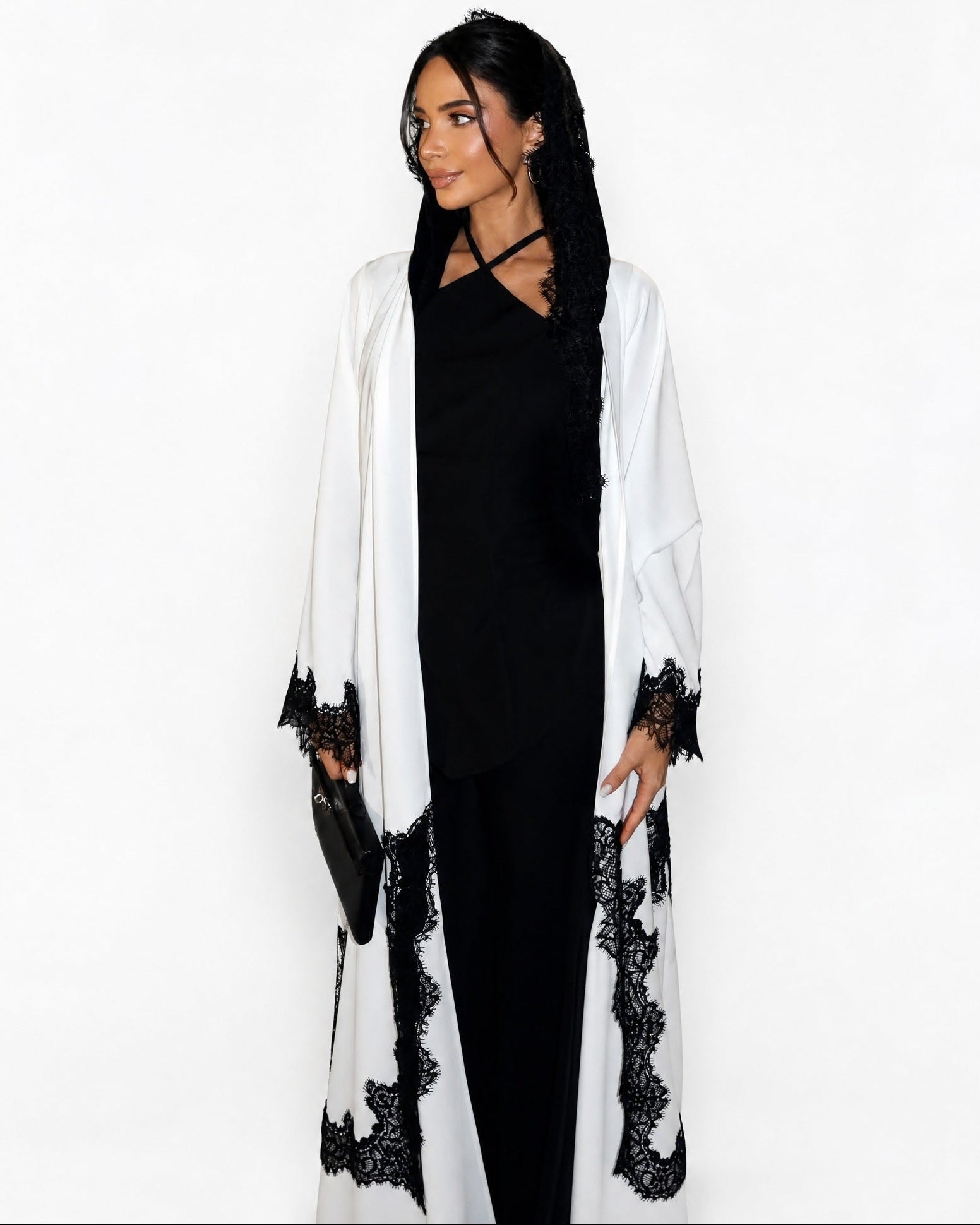 The Fatma – White Crepe Abaya - LARA FASHION - MIRA Y MANO