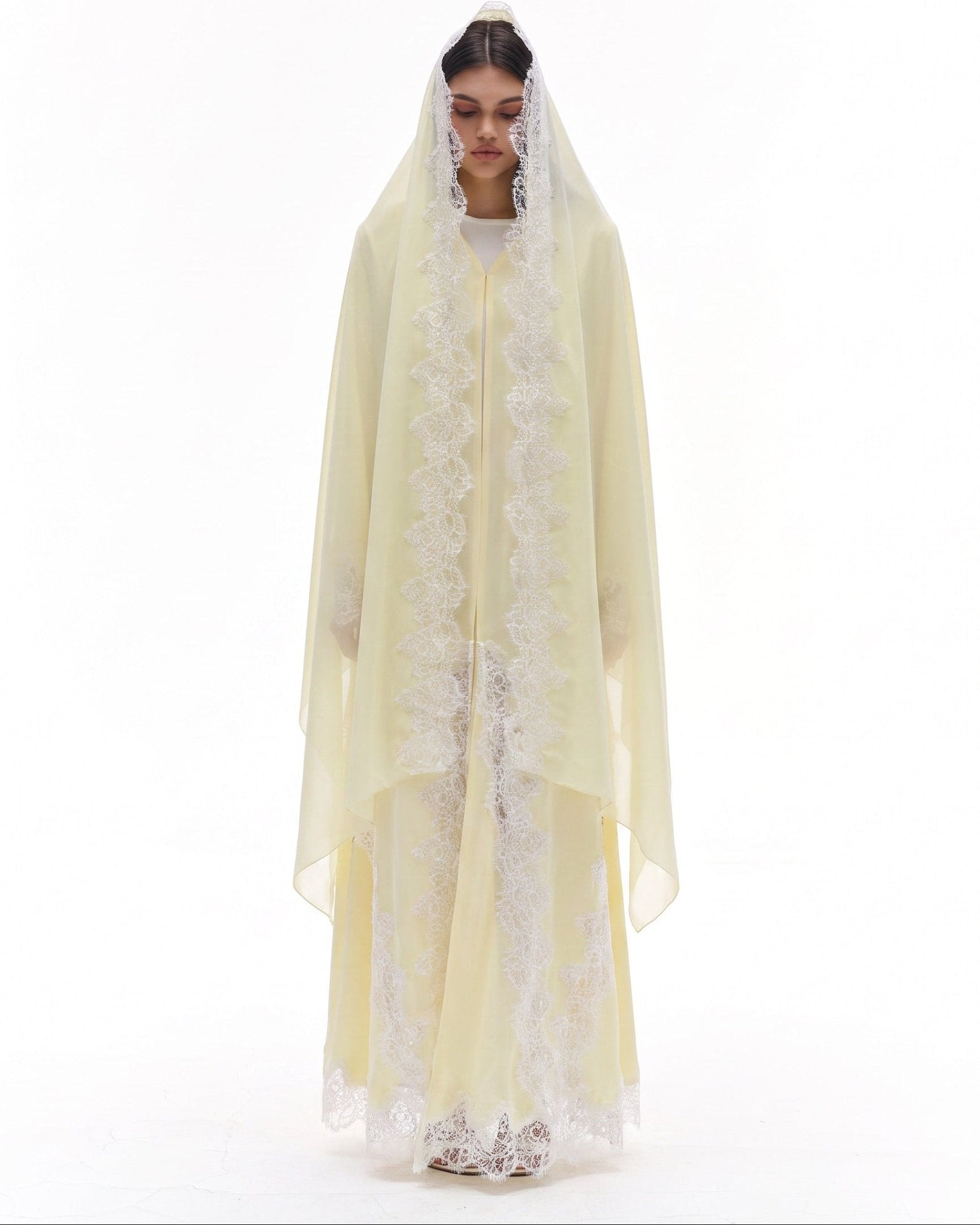 YELLOW DANTELLE – Yellow Crepe Abaya - LARA FASHION - MIRA Y MANO
