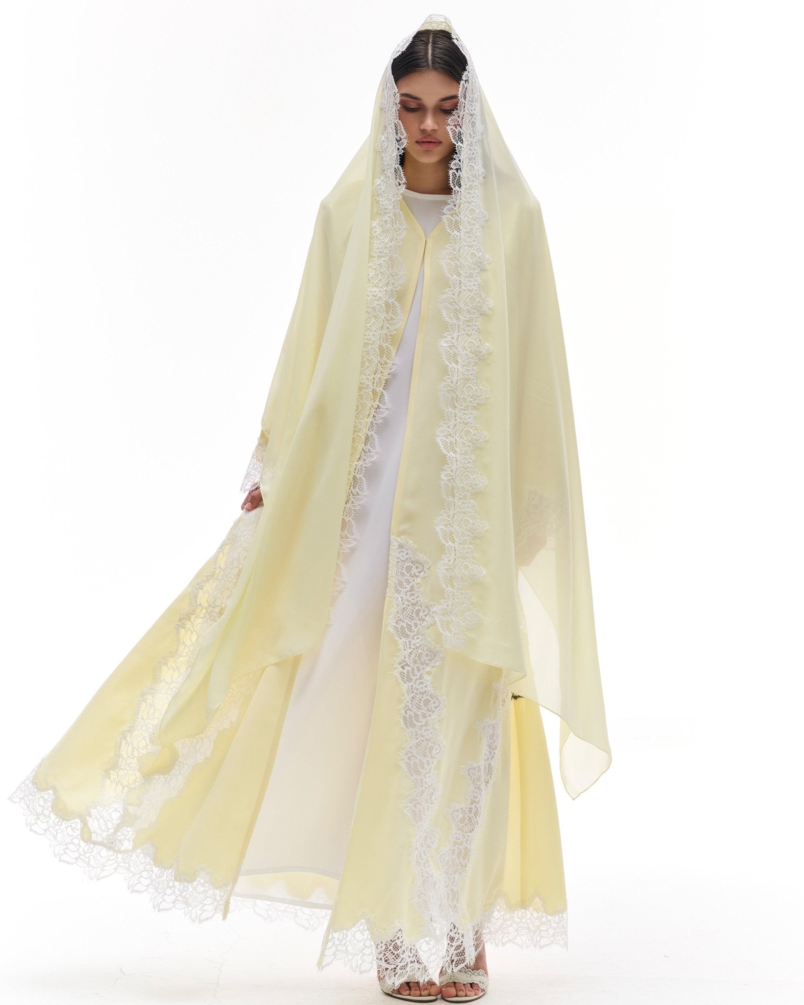 YELLOW DANTELLE – Yellow Crepe Abaya - LARA FASHION - MIRA Y MANO