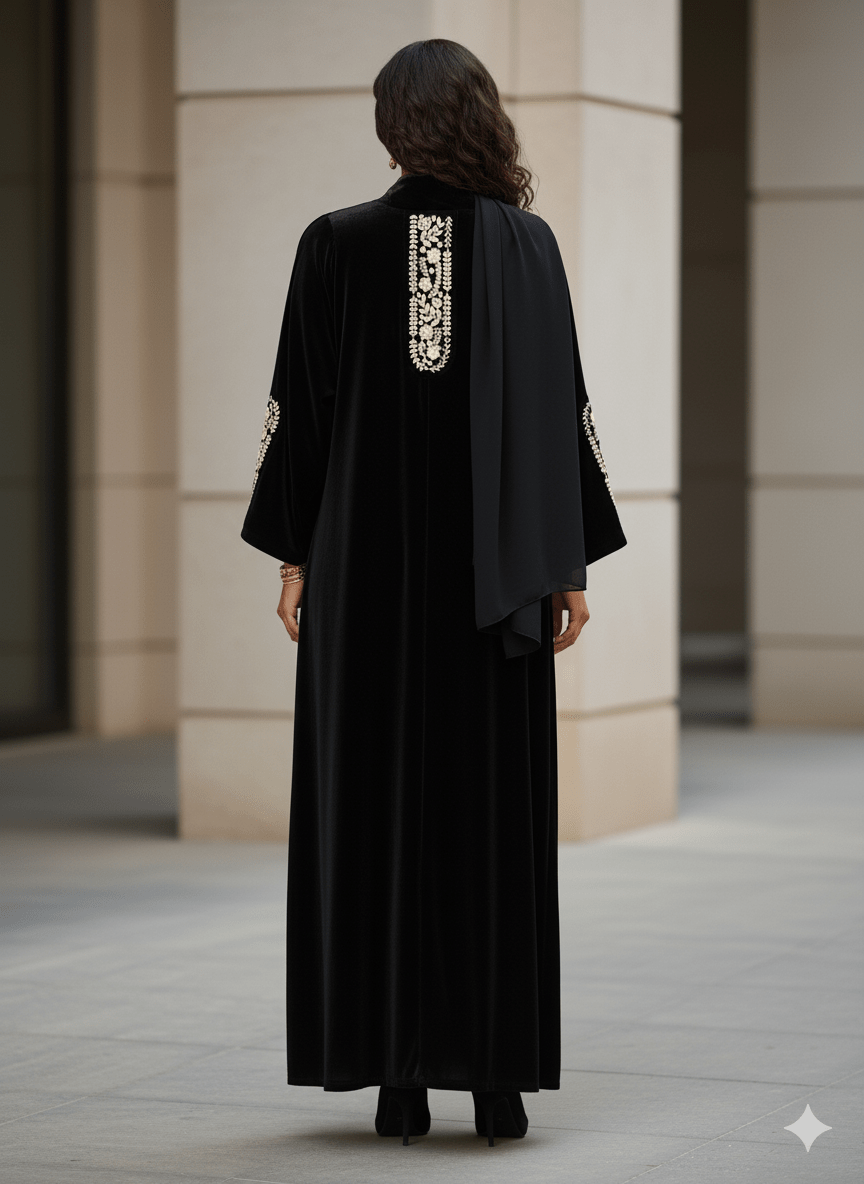 LOOK4 - BK ABAYA VELVET - LAYERS - ALI - MIRA Y MANO