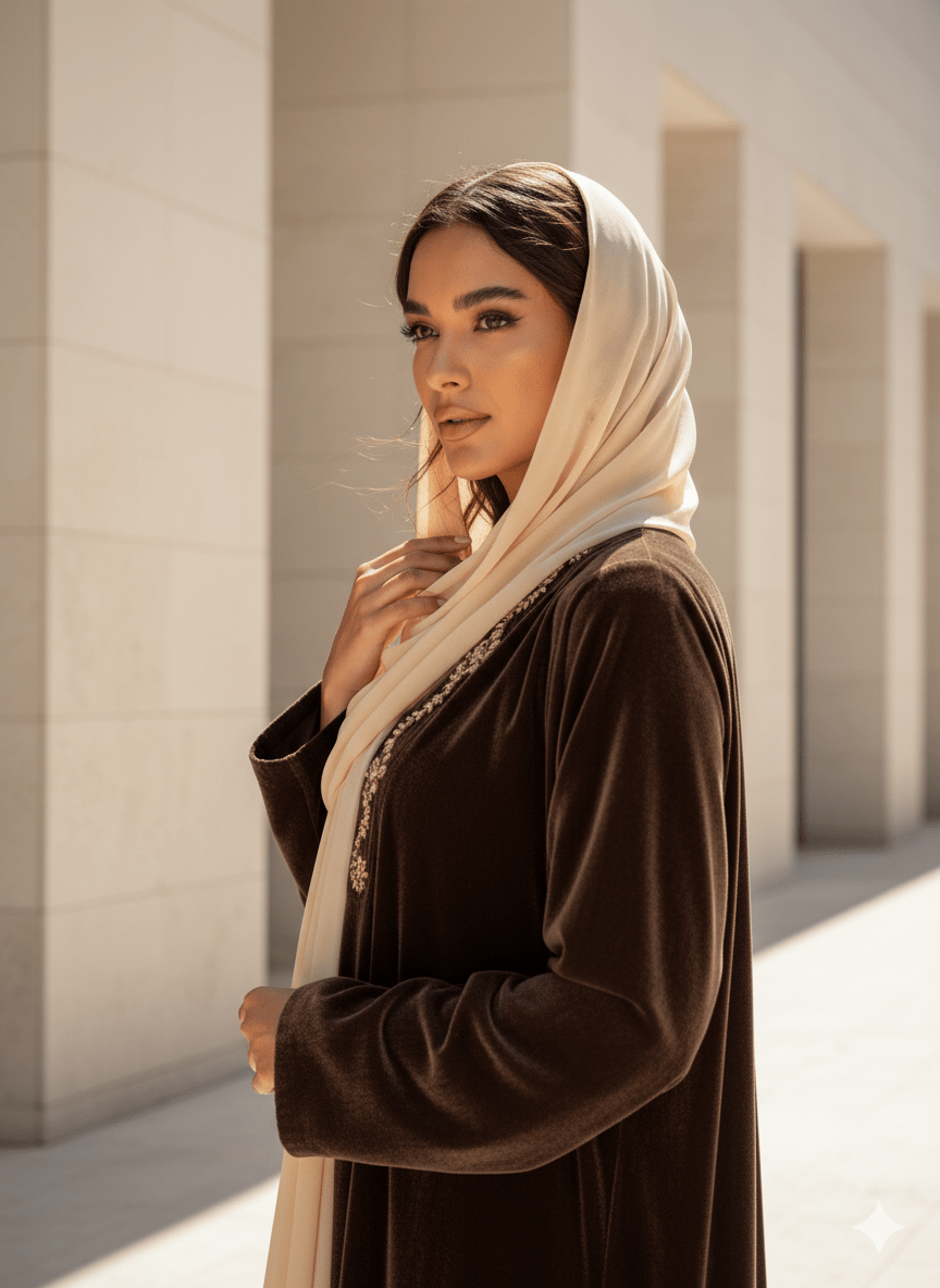 LOOK8 - BR ABAYA VELVET - LAYERS - ALI - MIRA Y MANO