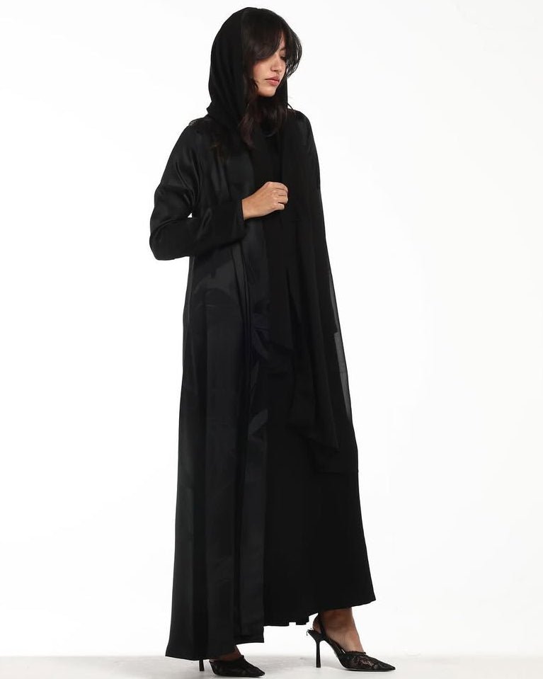 BLACK ITALIAN SILK ABAYA - LEGACY - MIRA Y MANO