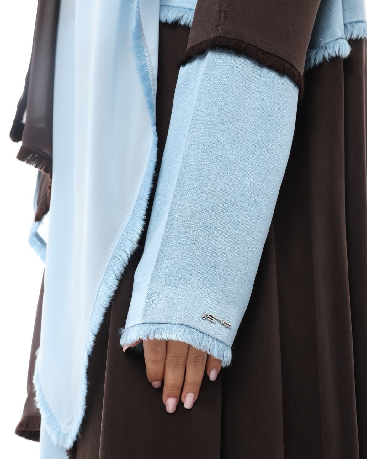 LE021-BLR - Brown Washed Silk Abaya Set - LEGACY - MIRA Y MANO