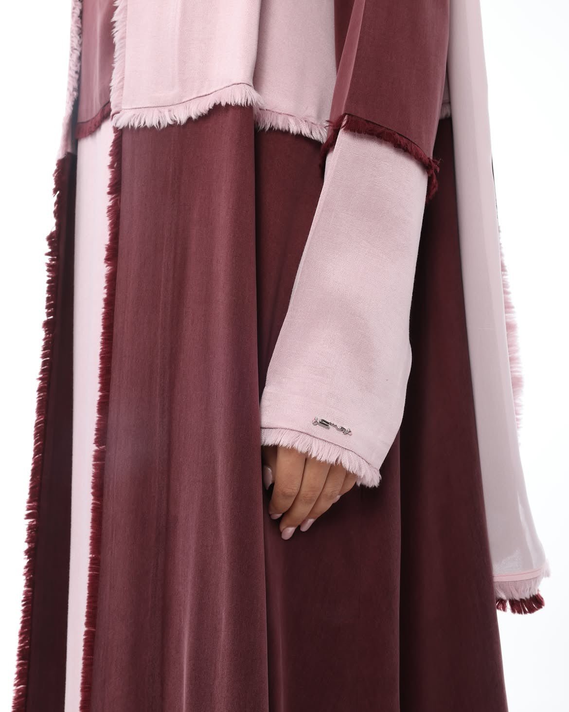 LE021-PKM - Maroon Washed Silk Abaya Set - LEGACY - MIRA Y MANO