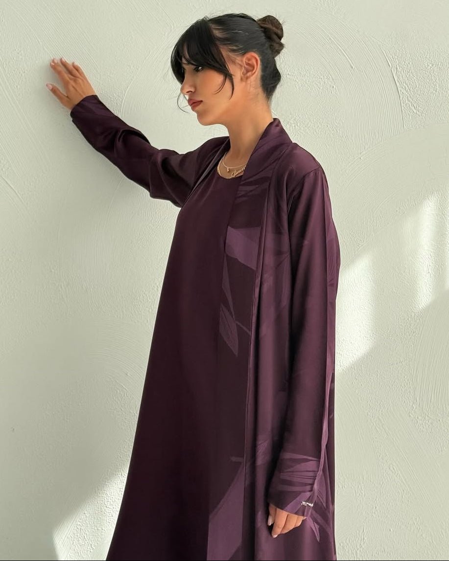 PURPLE ITALIAN SILK ABAYA SET - LEGACY - MIRA Y MANO