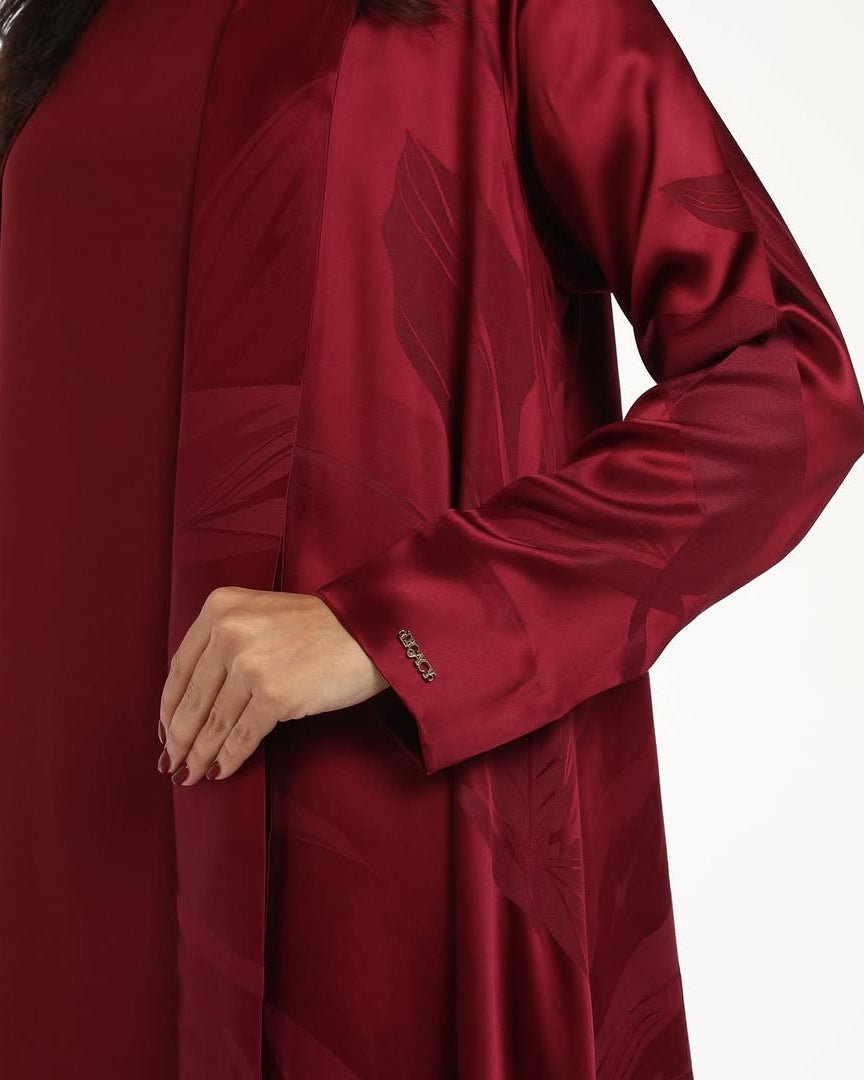 RED ITALIAN SILK ABAYA SET - LEGACY - MIRA Y MANO