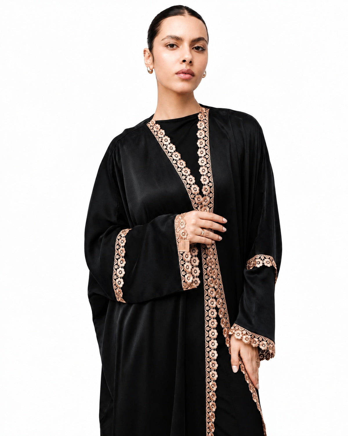 Razan – Black Silk Abaya - LOVAH - MIRA Y MANO