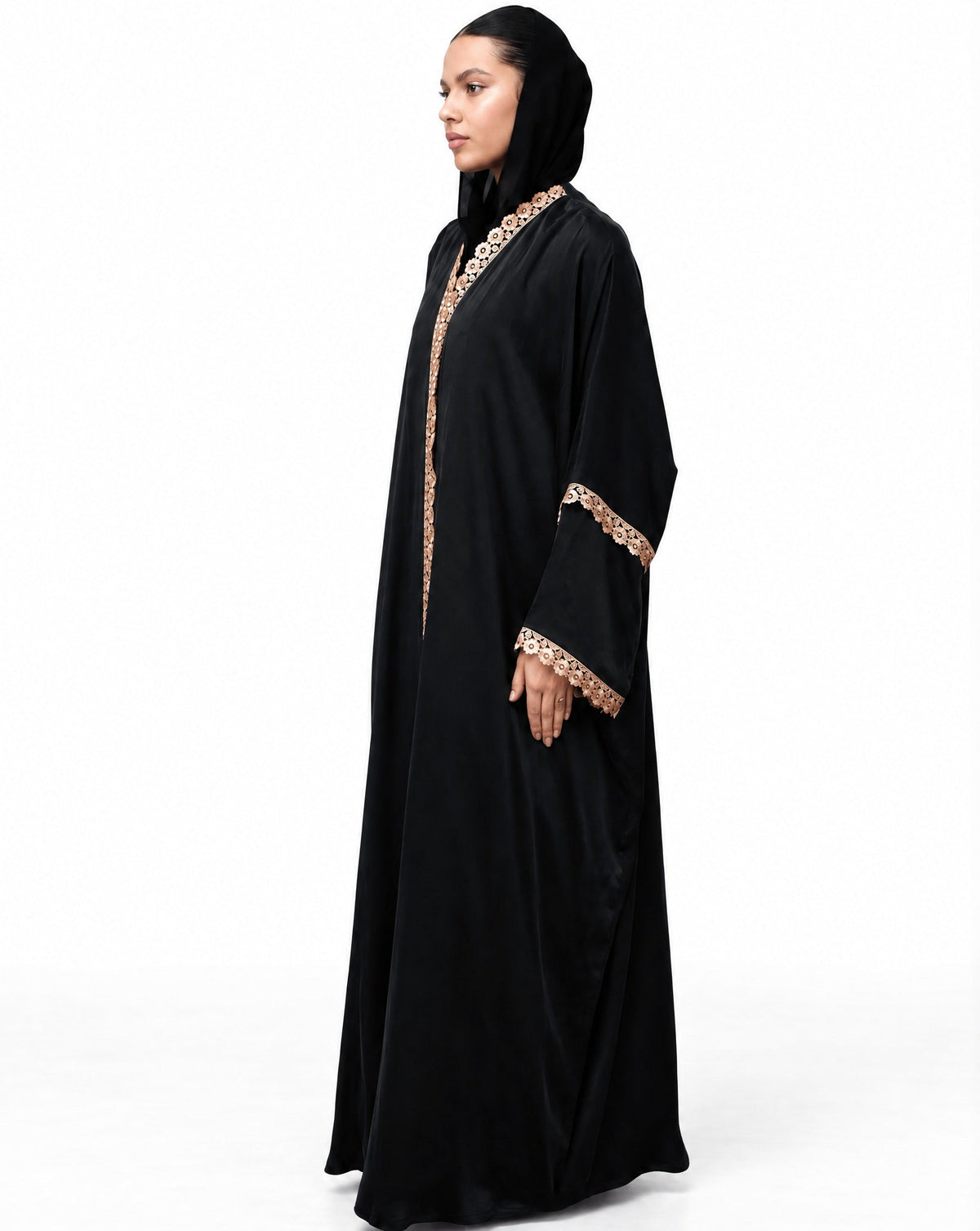 Razan – Black Silk Abaya - LOVAH - MIRA Y MANO
