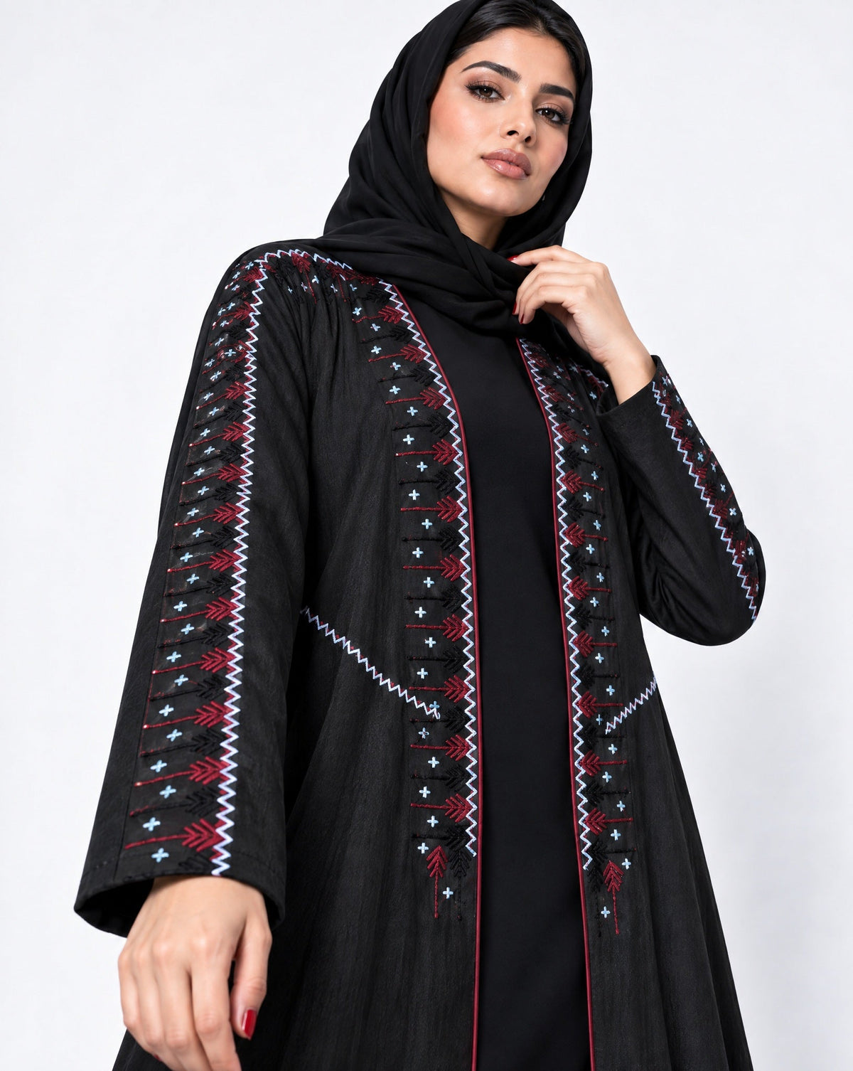 105-Black Washed Silk Abaya - LULU LINE - MIRA Y MANO
