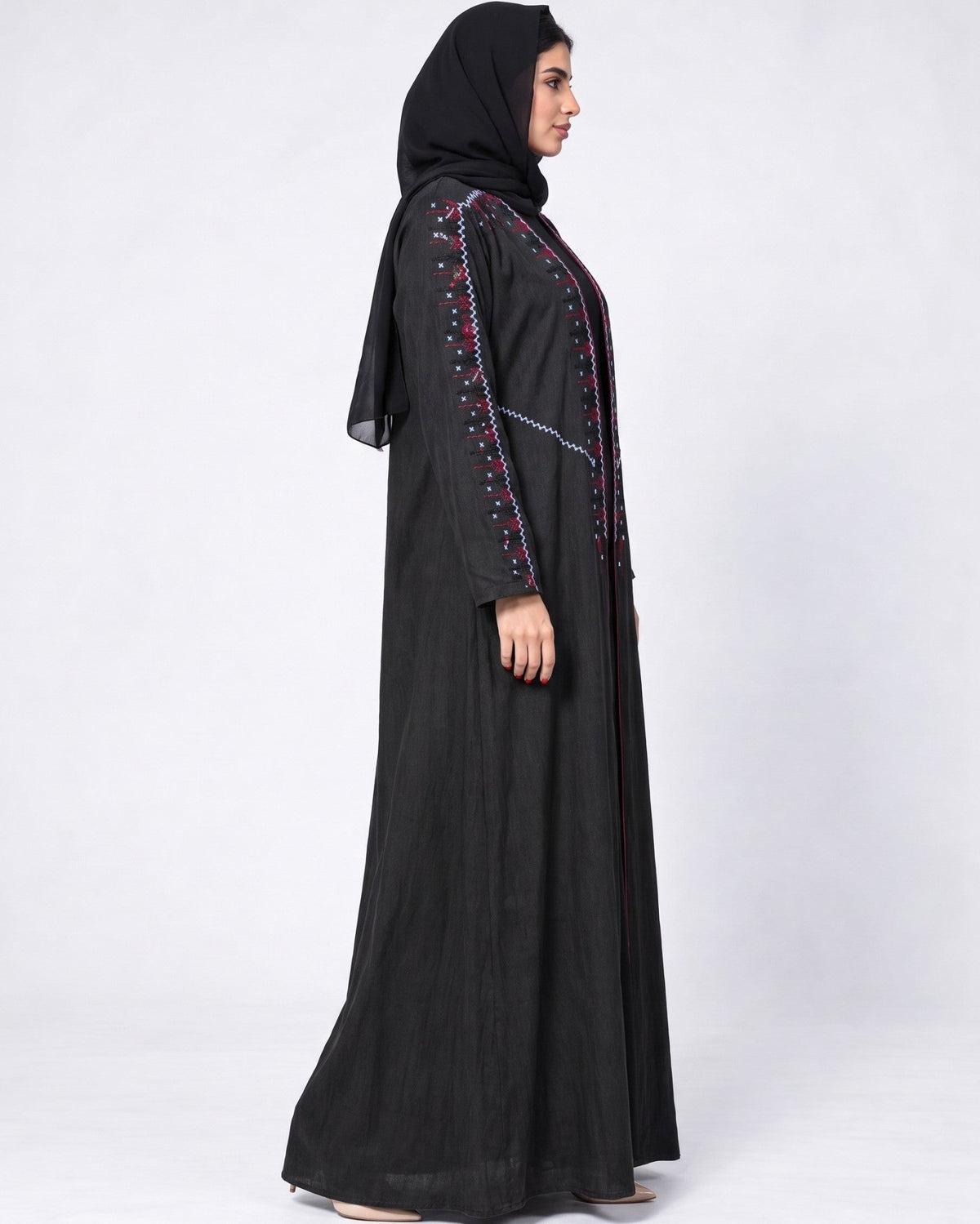 105-Black Washed Silk Abaya - LULU LINE - MIRA Y MANO