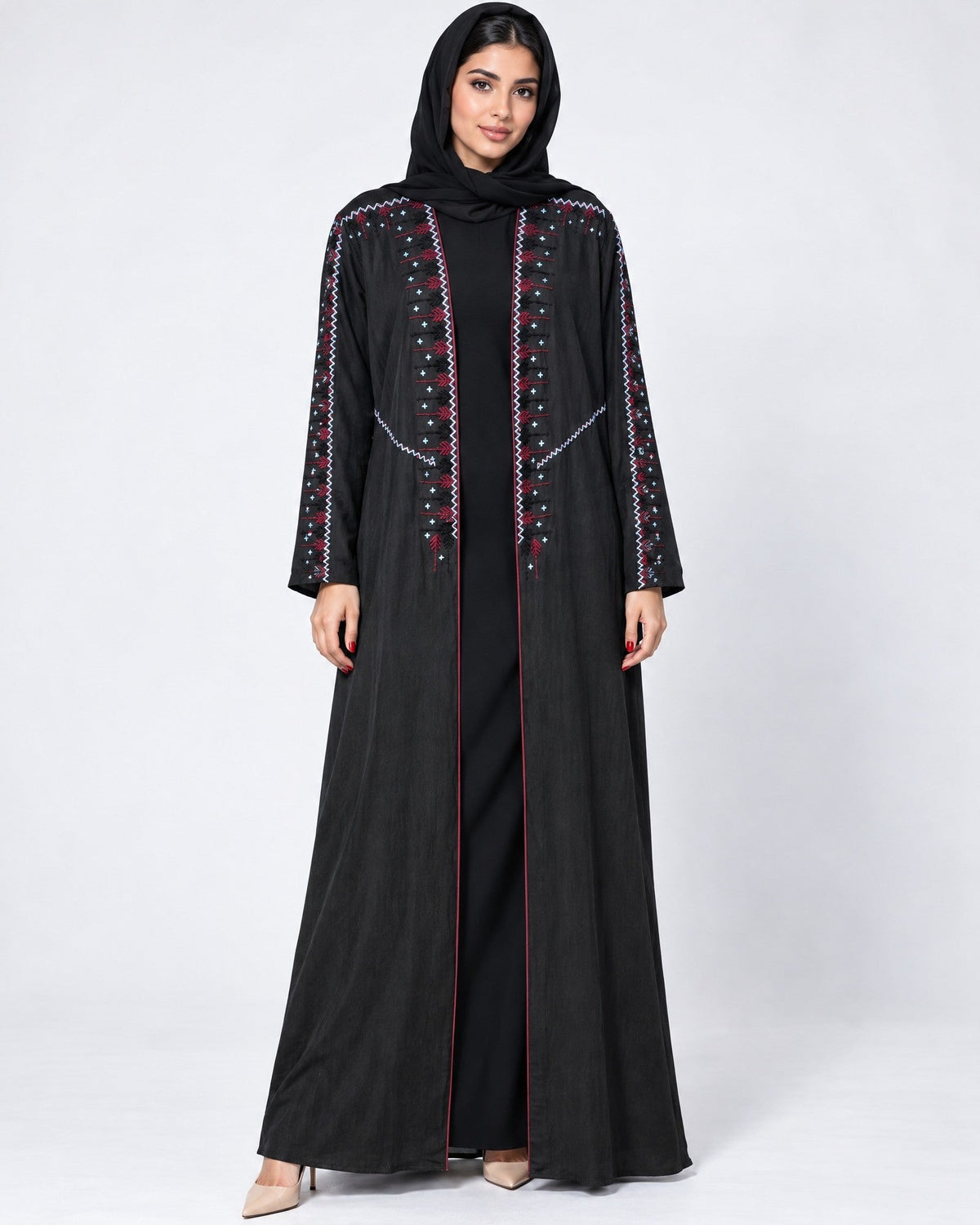 105-Black Washed Silk Abaya - LULU LINE - MIRA Y MANO