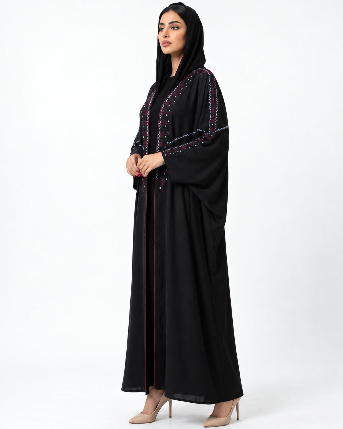 105-Black Washed Silk Abaya - LULU LINE - MIRA Y MANO