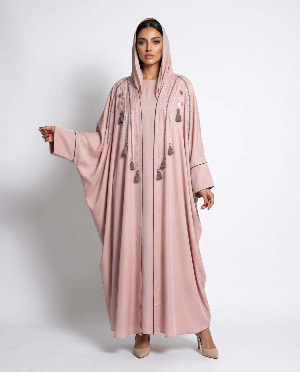 11110107 – Pink Washed Silk Abaya - LULU LINE - MIRA Y MANO