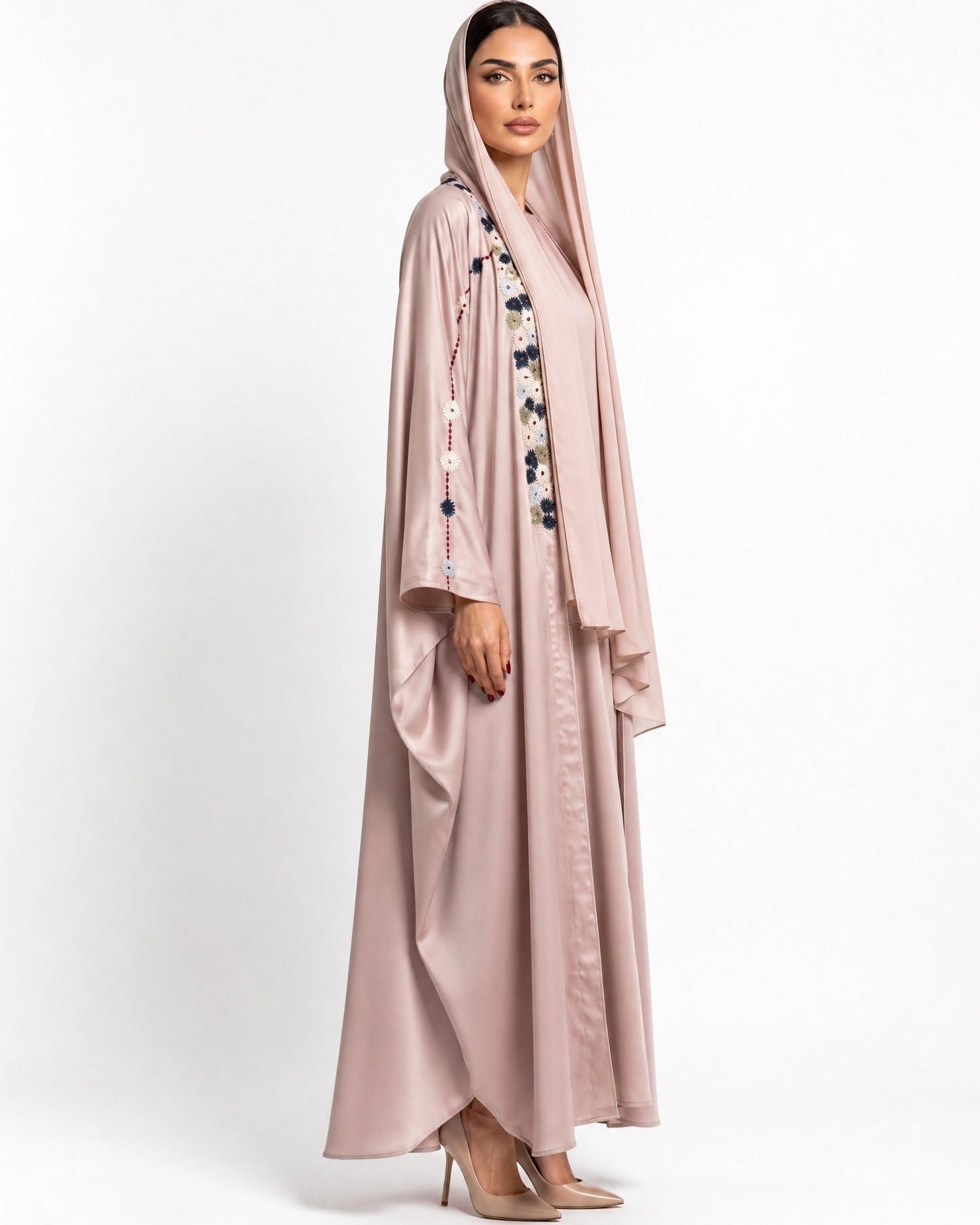 1111079 – Light Pink Silk Abaya - LULU LINE - MIRA Y MANO