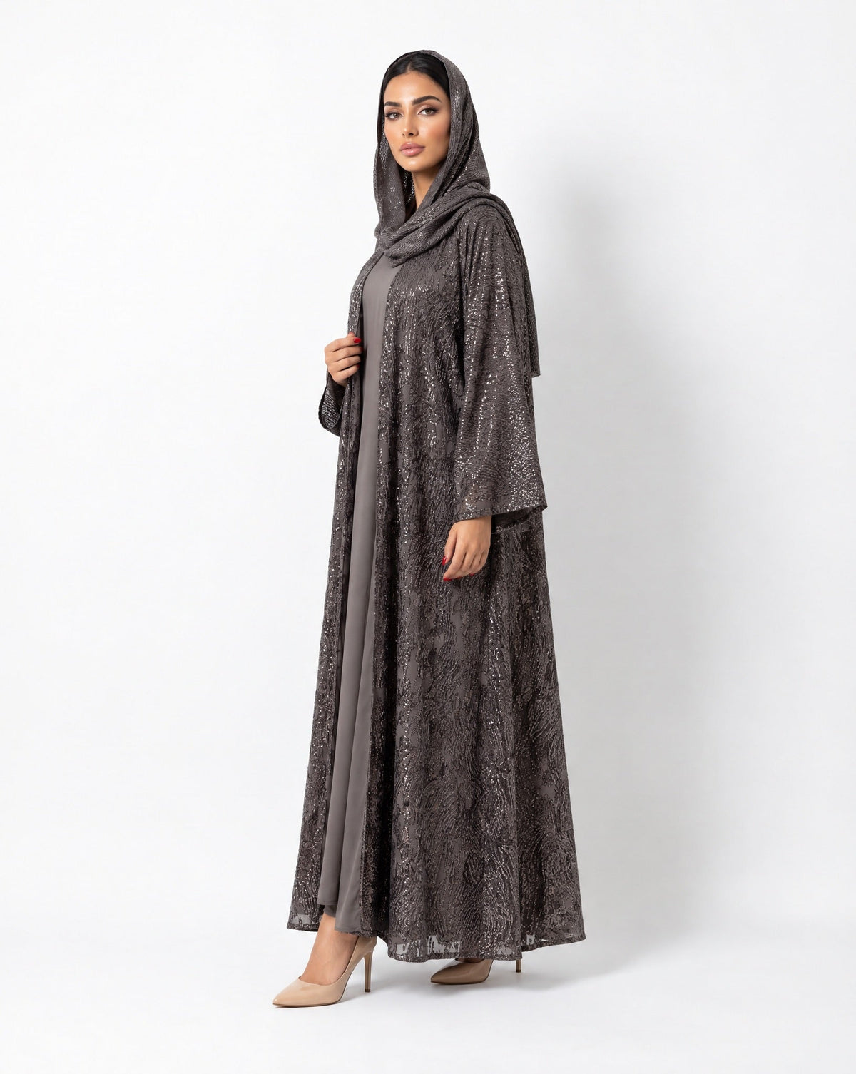 The Set – Gray Abaya - LUMAN ABAYAS - MIRA Y MANO
