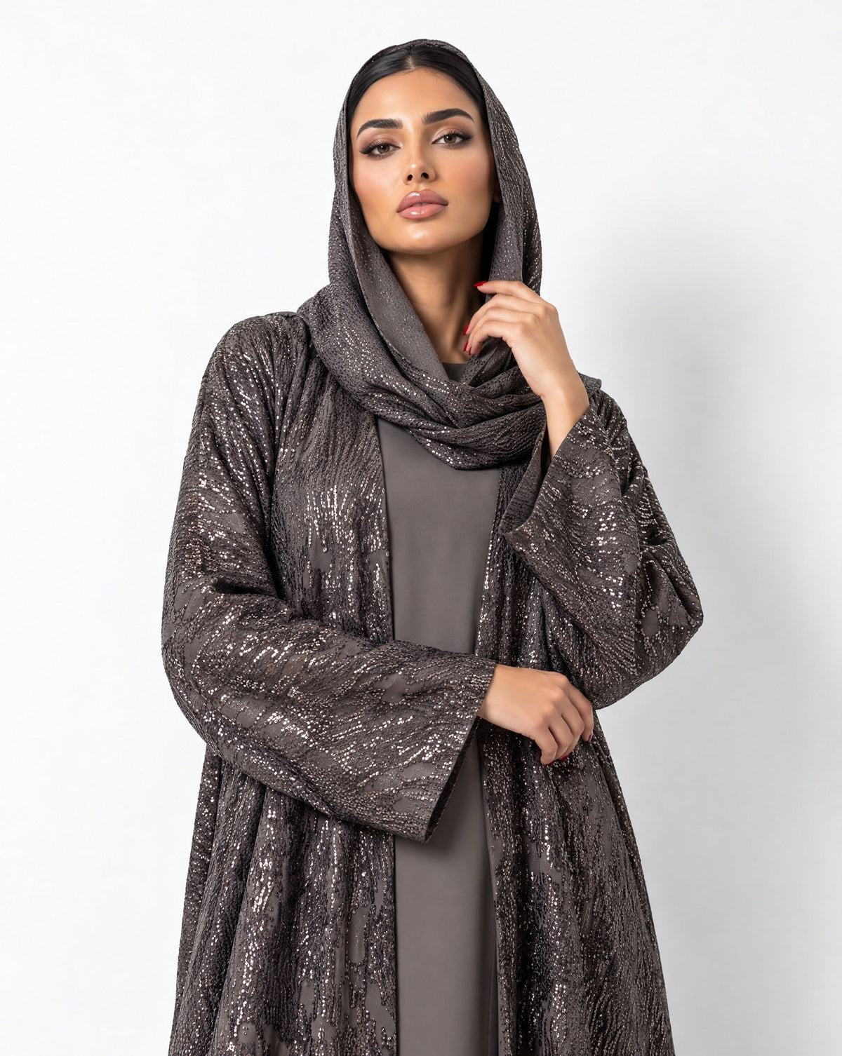 The Set – Gray Abaya - LUMAN ABAYAS - MIRA Y MANO