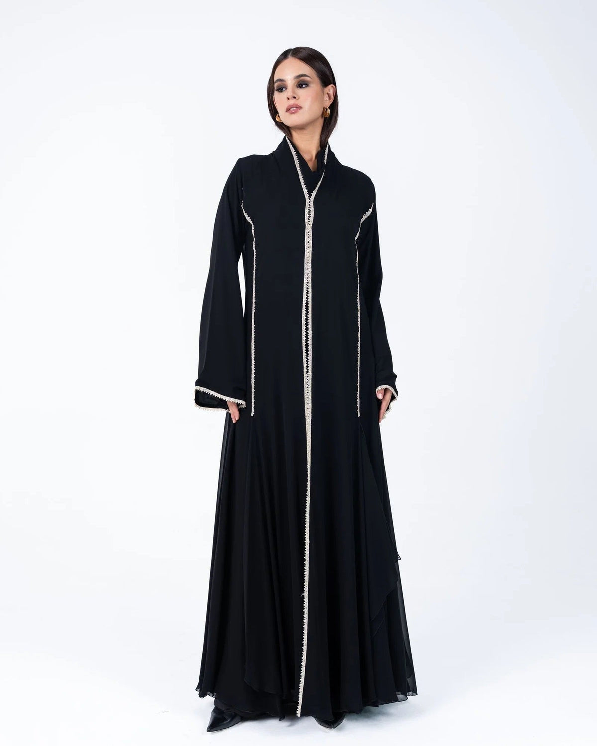 CC31 - Black Chiffon Abaya - LUNA COUTURE - MIRA Y MANO