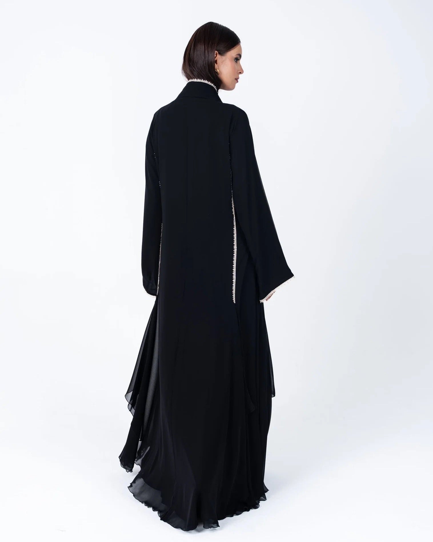 CC31 - Black Chiffon Abaya - LUNA COUTURE - MIRA Y MANO
