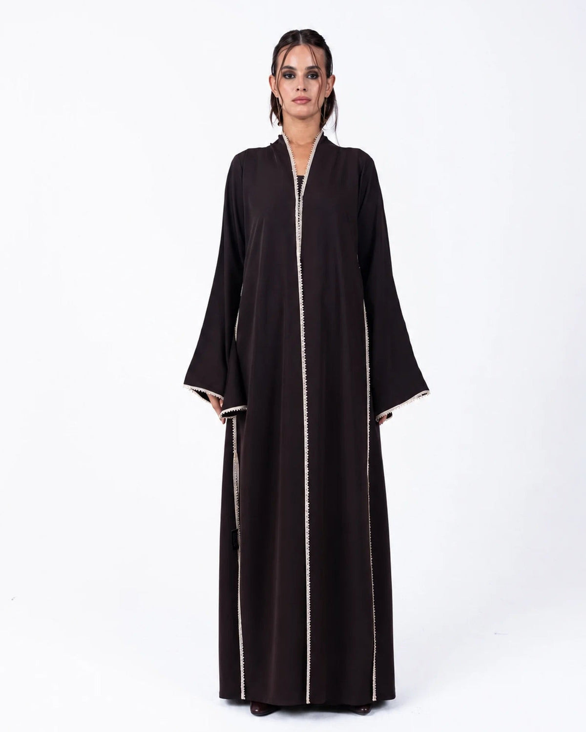 CC36 - Brown Crepe Abaya - LUNA COUTURE - MIRA Y MANO