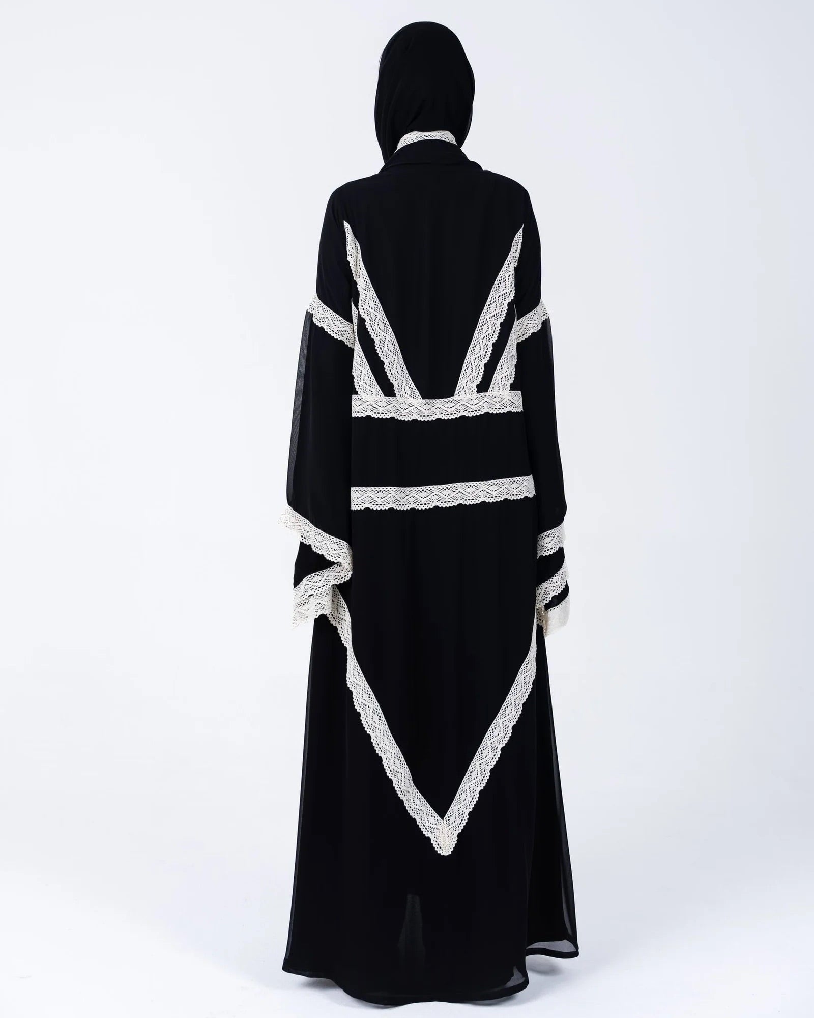 HC05 - Black Chiffon Abaya - LUNA COUTURE - MIRA Y MANO